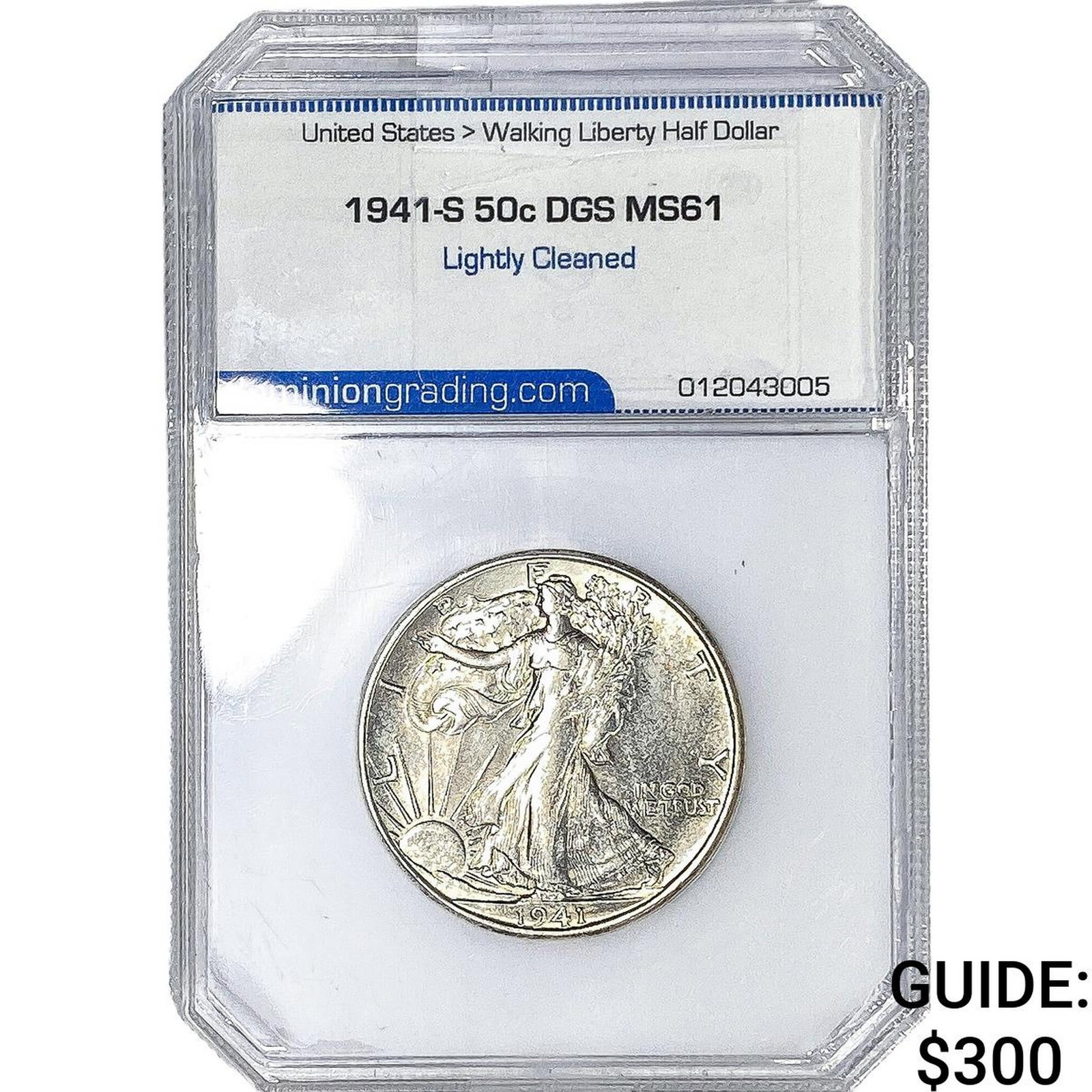 1941-S Walking Liberty Half Dollar DGS MS61: 1941-S Walking Liberty Half Dollar DGS MS61