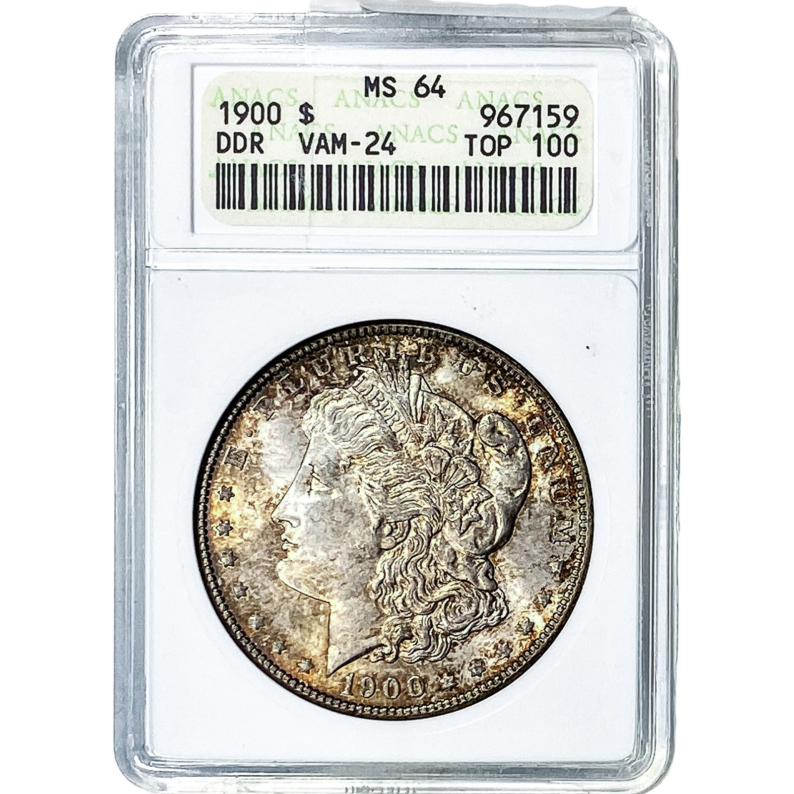 1900 Morgan Silver Dollar ANACS MS64 VAM-24 DDR: 1900 Morgan Silver Dollar ANACS MS64 VAM-24 DDR