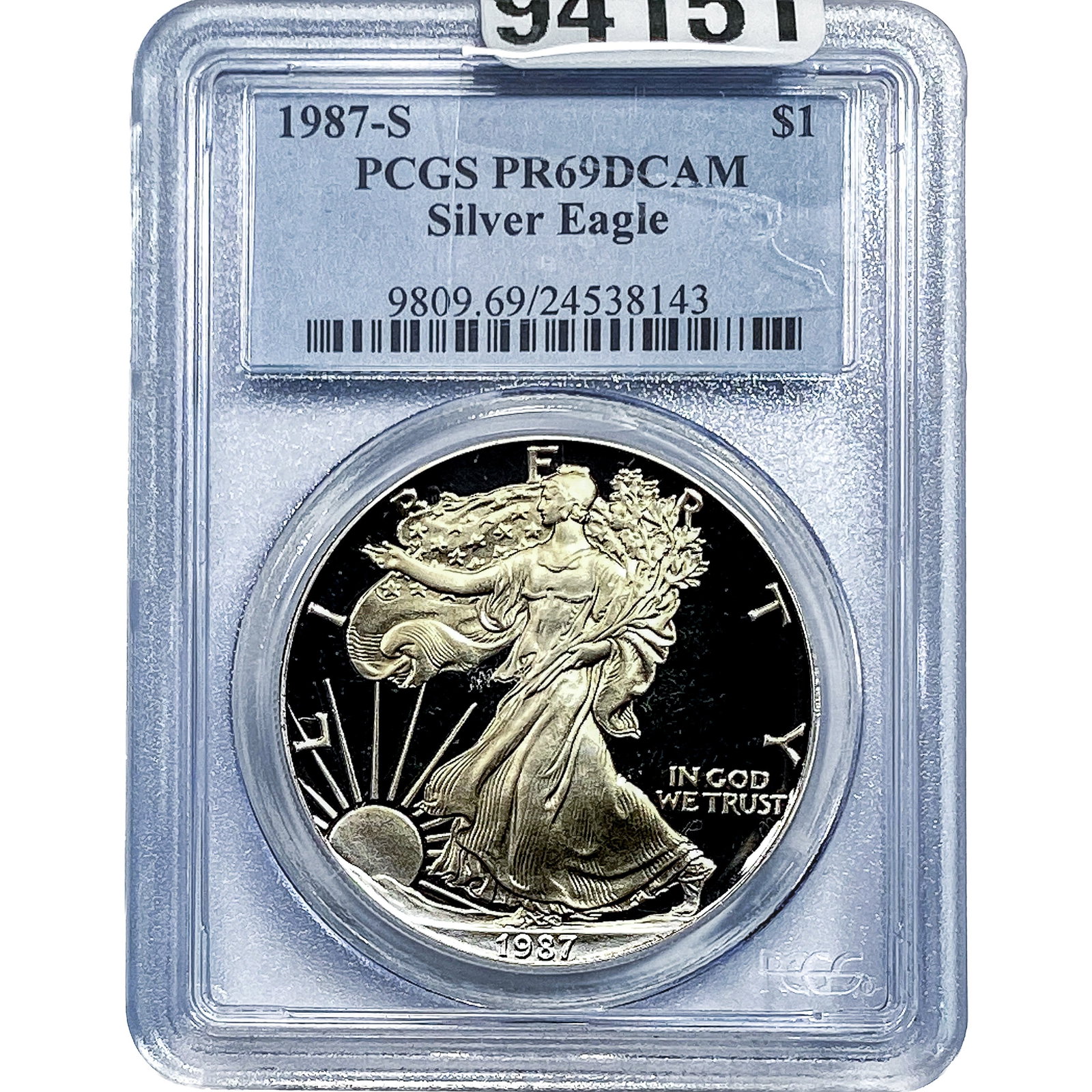 1987-S Silver Eagle PCGS PR69 DCAM: 1987-S Silver Eagle PCGS PR69 DCAM