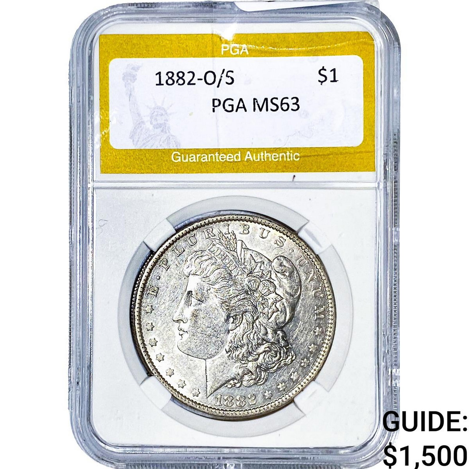 1882-O/S Morgan Silver Dollar PGA MS63: 1882-O/S Morgan Silver Dollar PGA MS63