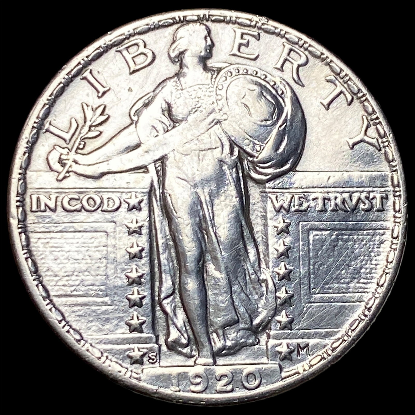 1920-S Silver Standing Liberty Quarter CLOSELY UNCIRCULATED (1 of 2)