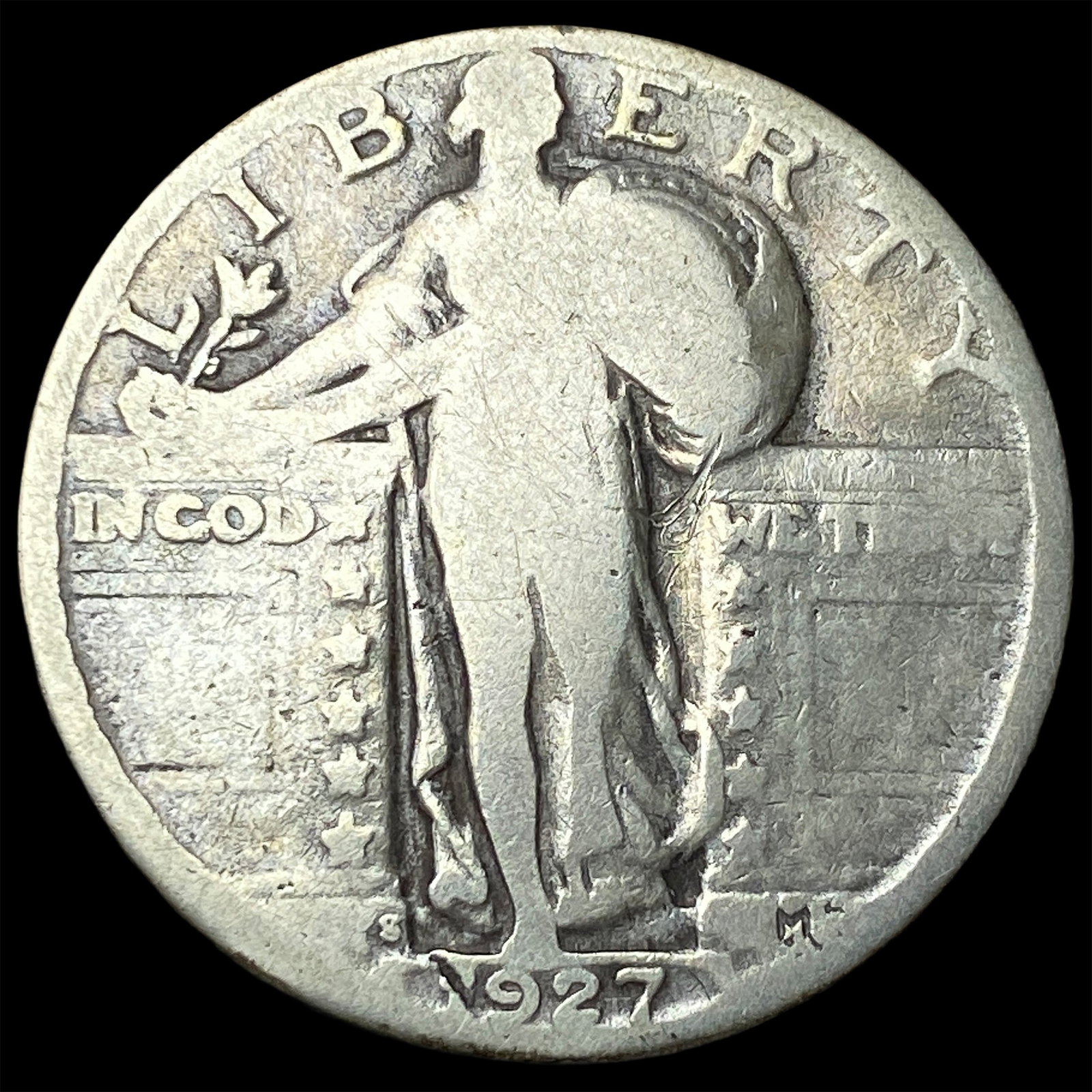 1927-S Silver Standing Liberty Quarter NICELY CIRCULATED: 1927-S Silver Standing Liberty Quarter NICELY CIRCULATED