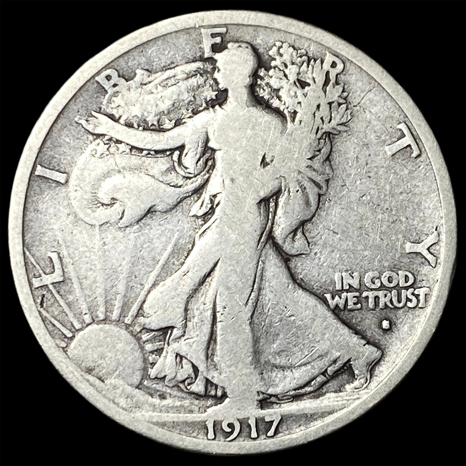 1917-D Silver Walking Liberty Half Dollar NICELY CIRCULATED: 1917-D Silver Walking Liberty Half Dollar NICELY CIRCULATED