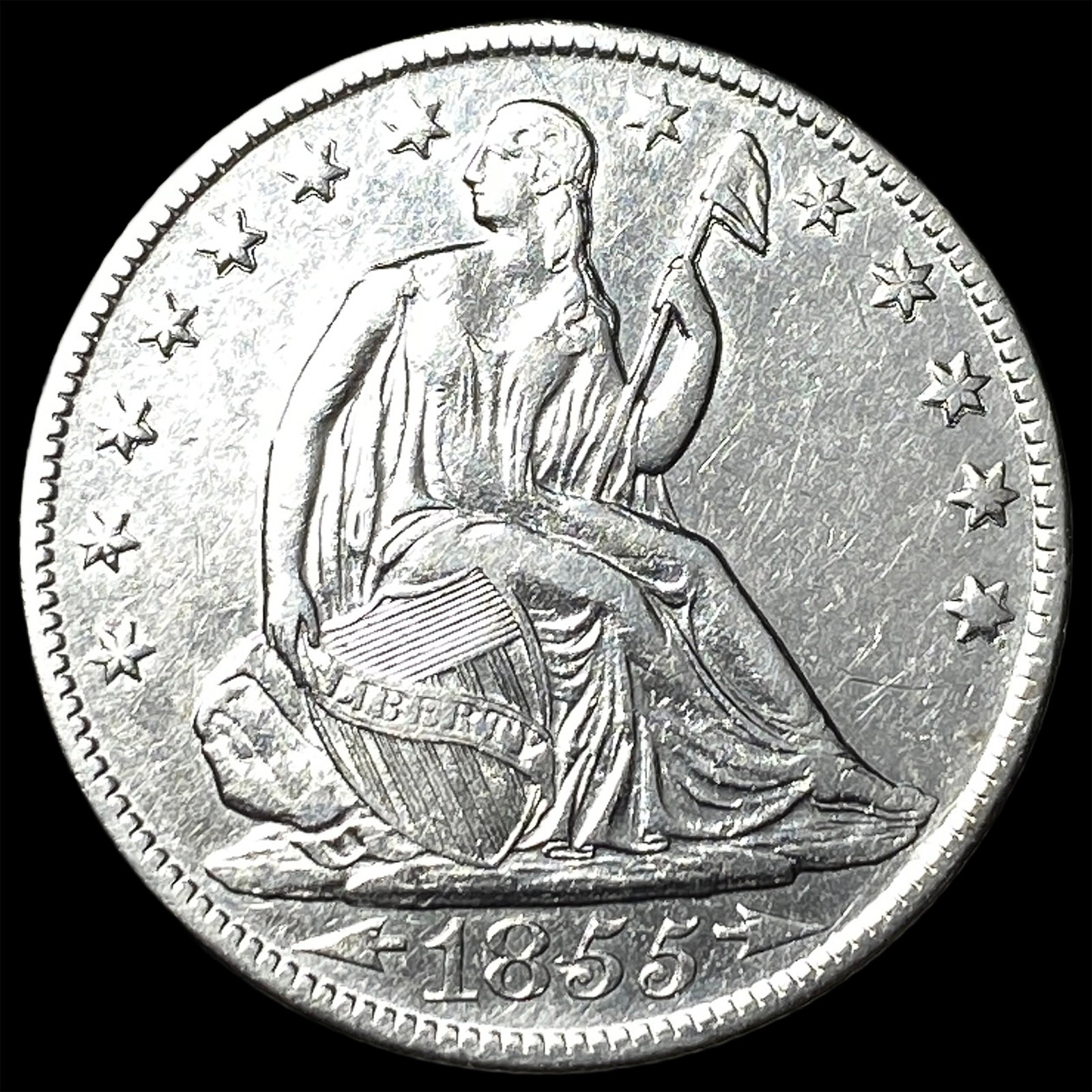 1855-O Silver Seated Liberty Half Dollar UNCIRCULATED (1 of 2)