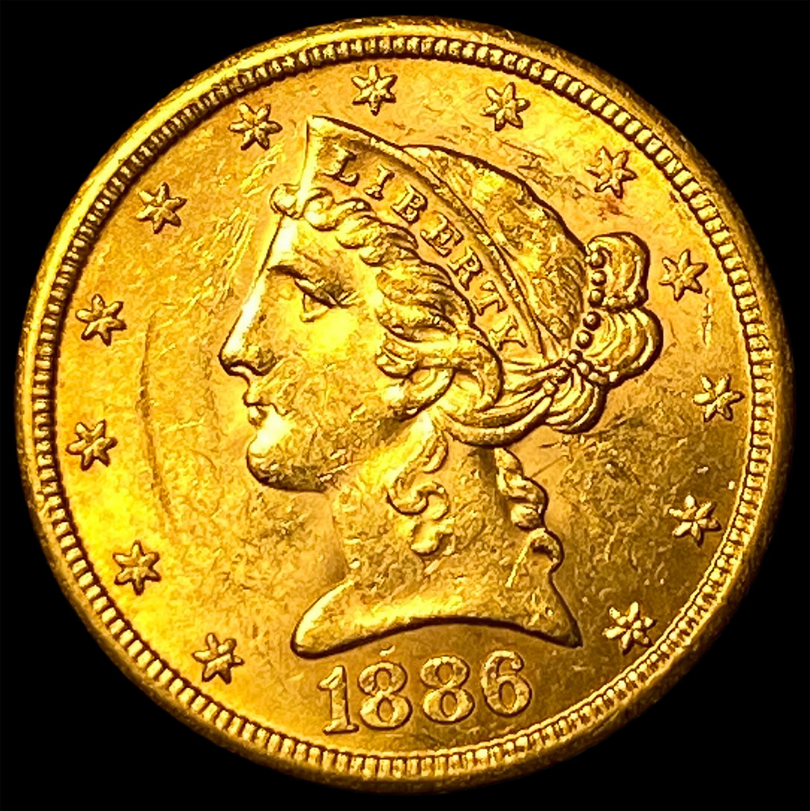1886-S Gold $5 Half Eagle UNCIRCULATED: 1886-S Gold $5 Half Eagle UNCIRCULATED