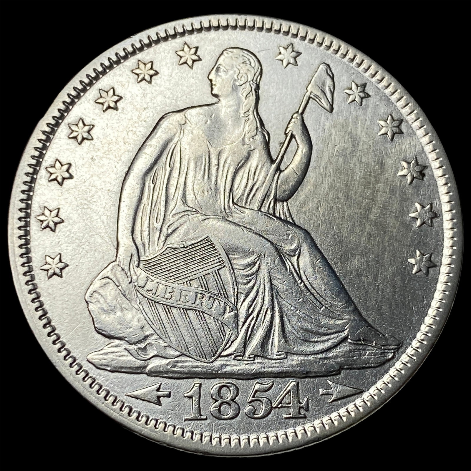 1854 Arrows Seated Liberty Half Dollar UNCIRCULATED (1 of 2)