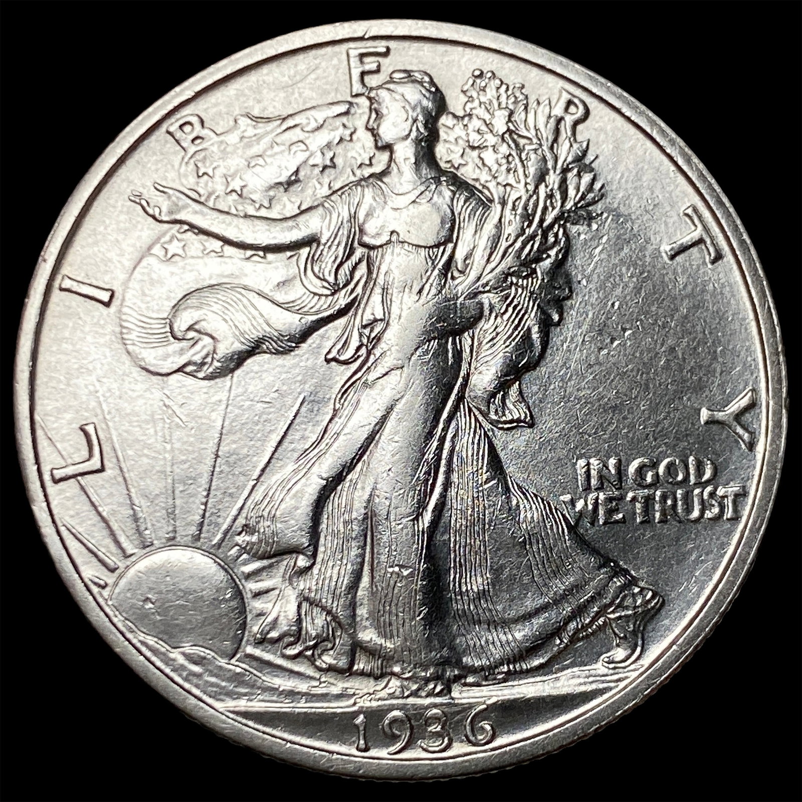 1936-S Silver Walking Liberty Half Dollar CLOSELY UNCIRCULATED (1 of 2)