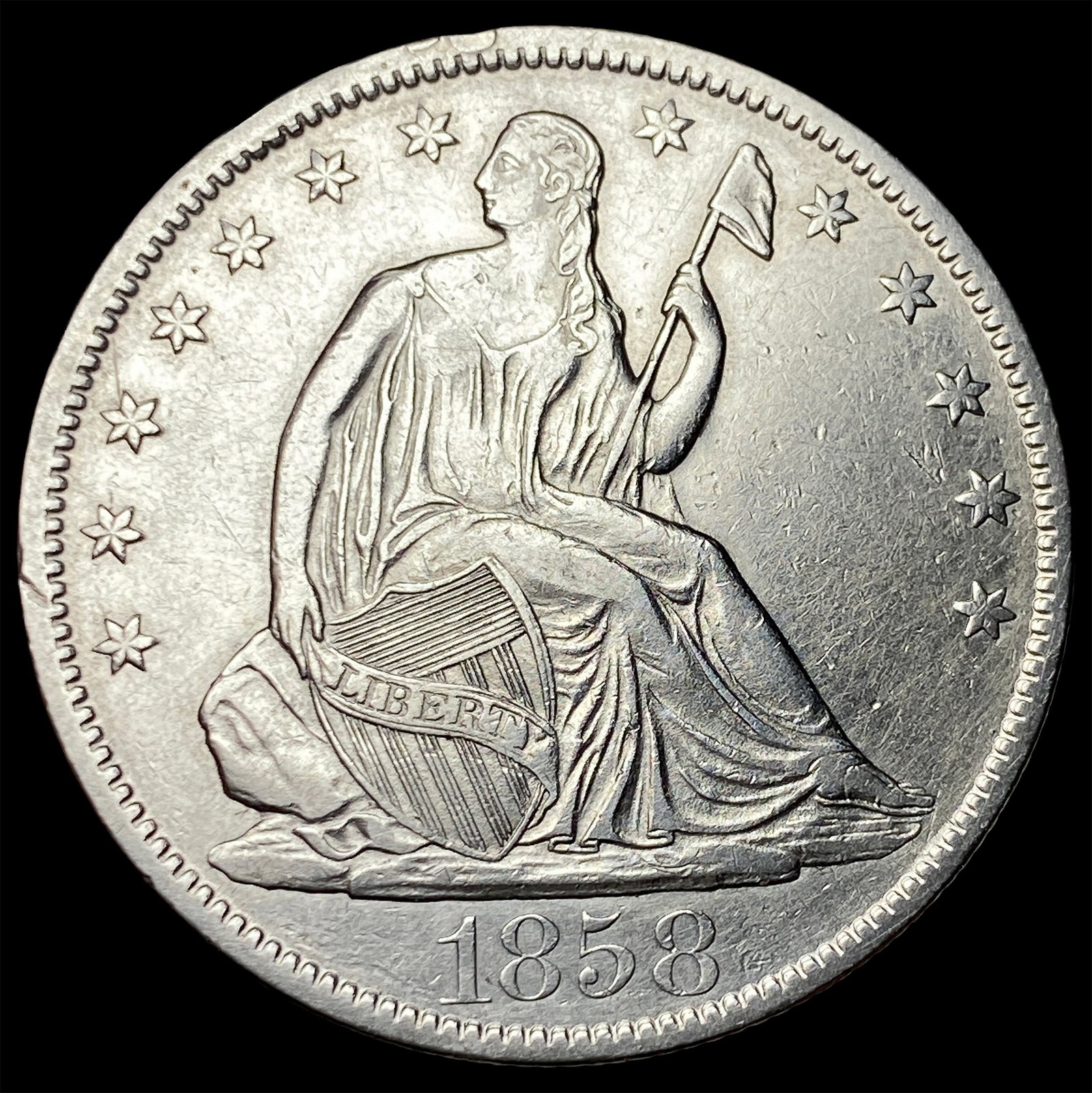 1858-O Silver Half Dollar UNCIRCULATED: 1858-O Silver Half Dollar UNCIRCULATED