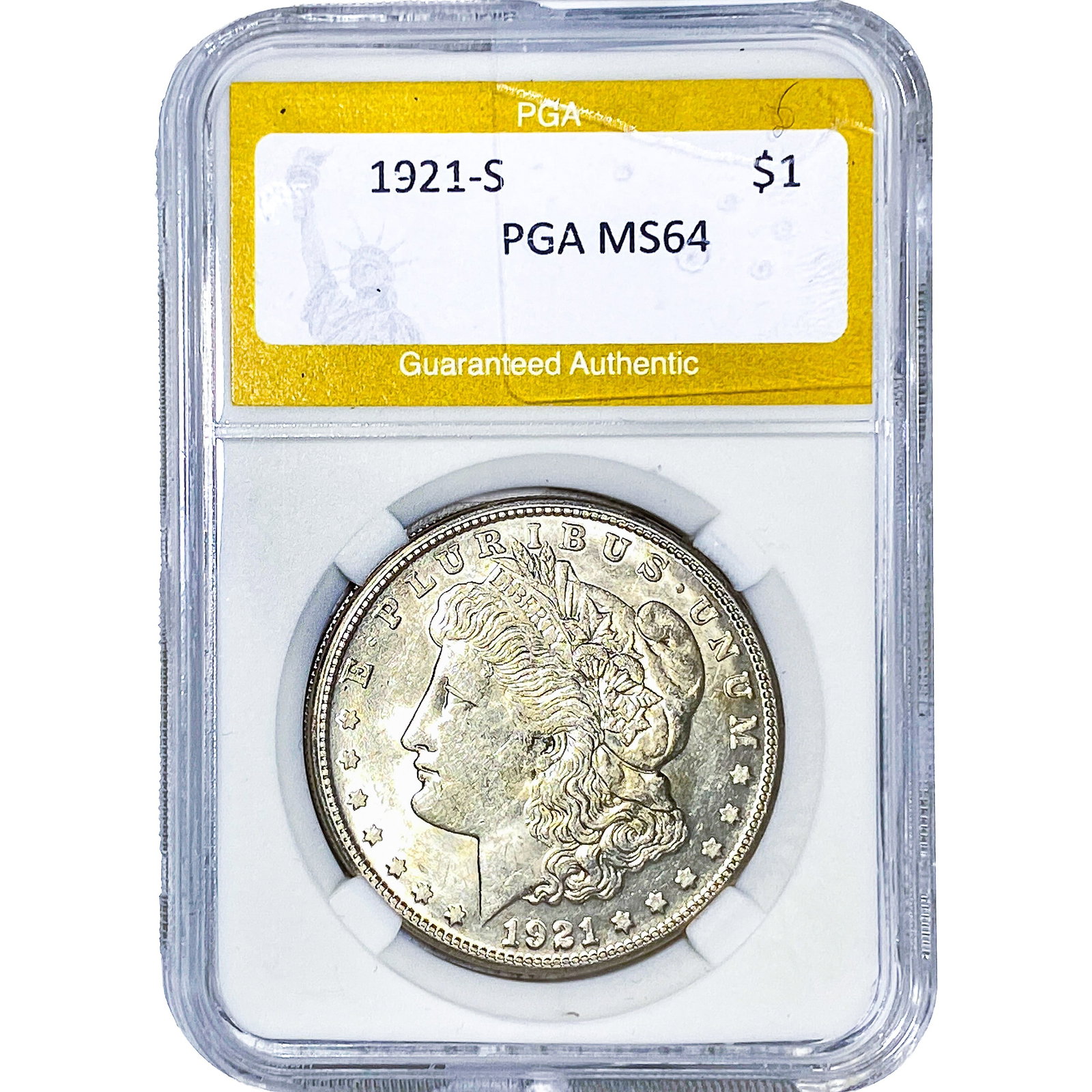 1921-S Morgan Silver Dollar PGA MS64: 1921-S Morgan Silver Dollar PGA MS64