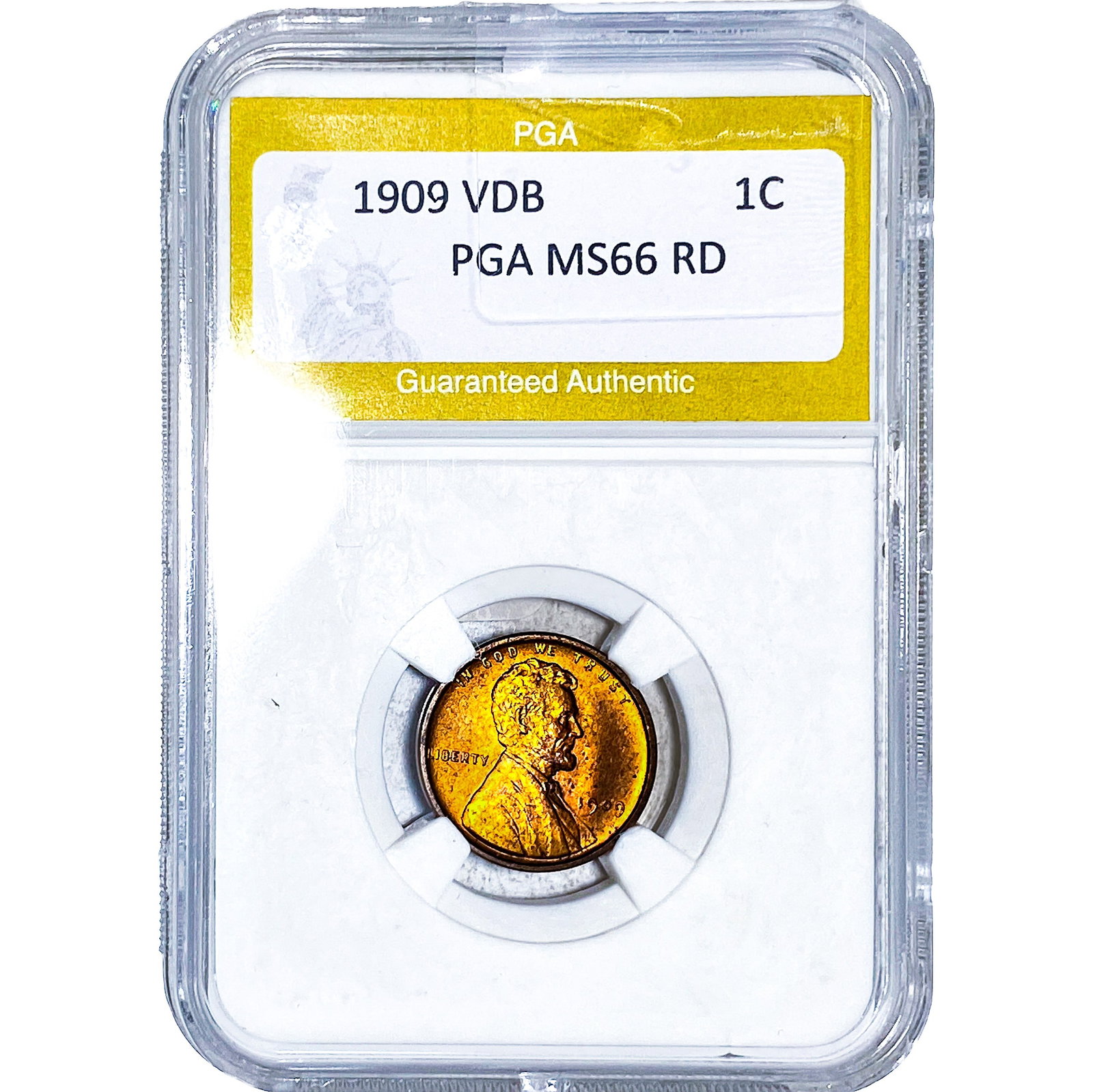 1909 VDB Wheat Cent PGA MS66 RD: 1909 VDB Wheat Cent PGA MS66 RD