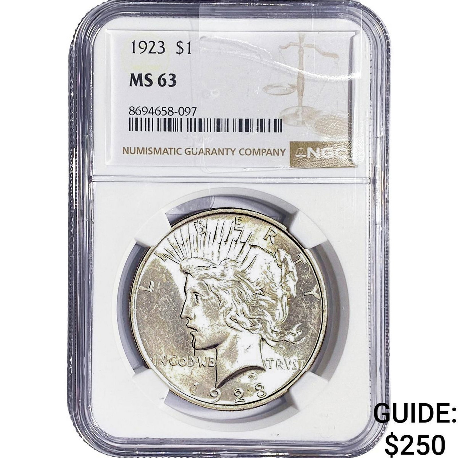 1923 Silver Peace Dollar NGC MS63: 1923 Silver Peace Dollar NGC MS63