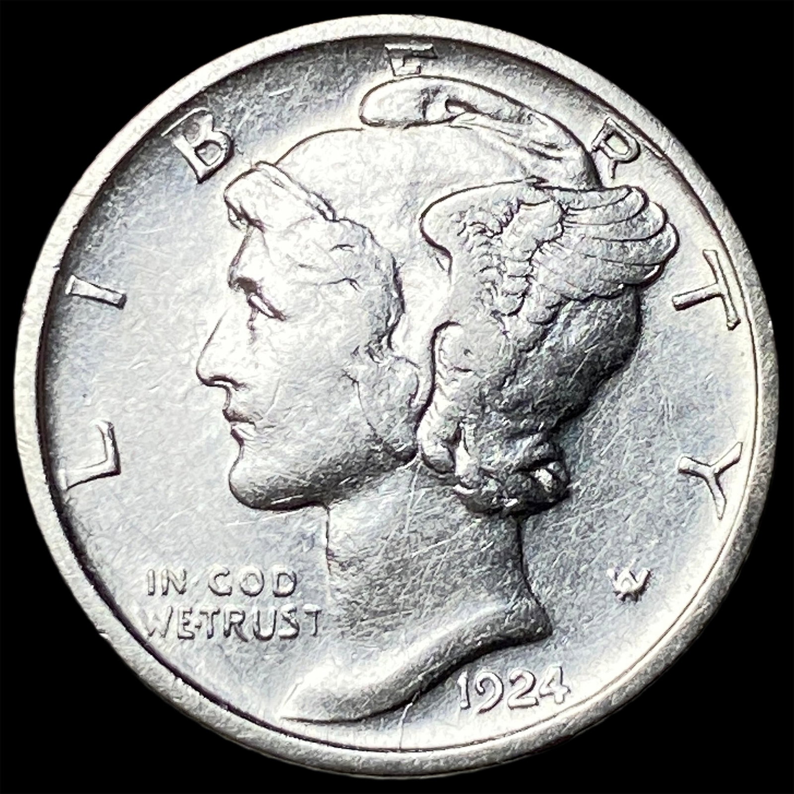 1924-D Silver Mercury Dime CLOSELY UNCIRCULATED: 1924-D Silver Mercury Dime CLOSELY UNCIRCULATED