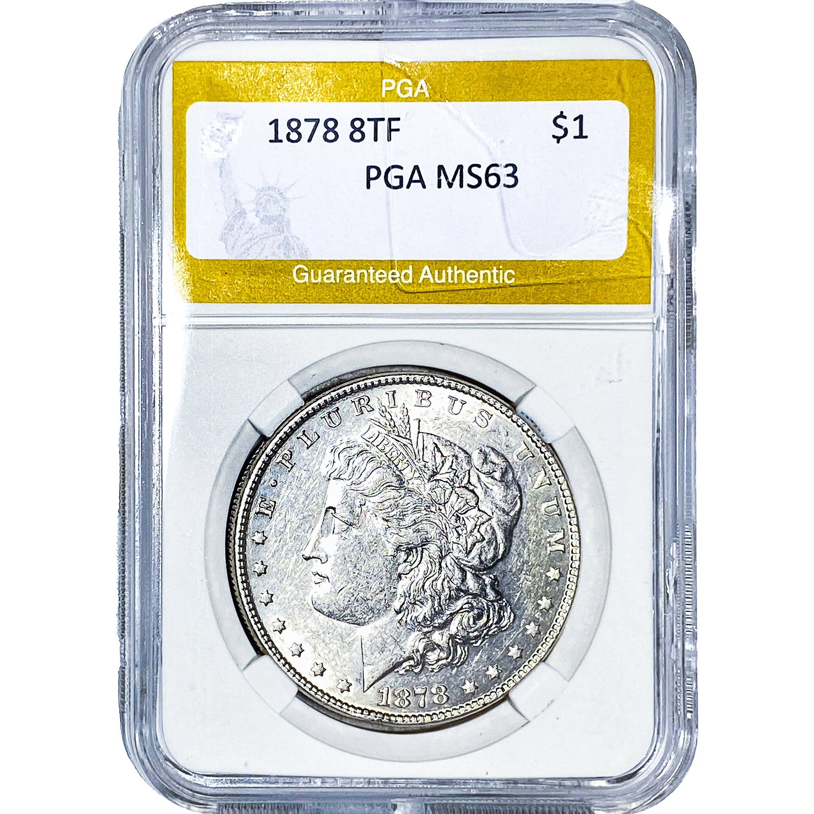 1878 8TF Morgan Silver Dollar PGA MS63: 1878 8TF Morgan Silver Dollar PGA MS63