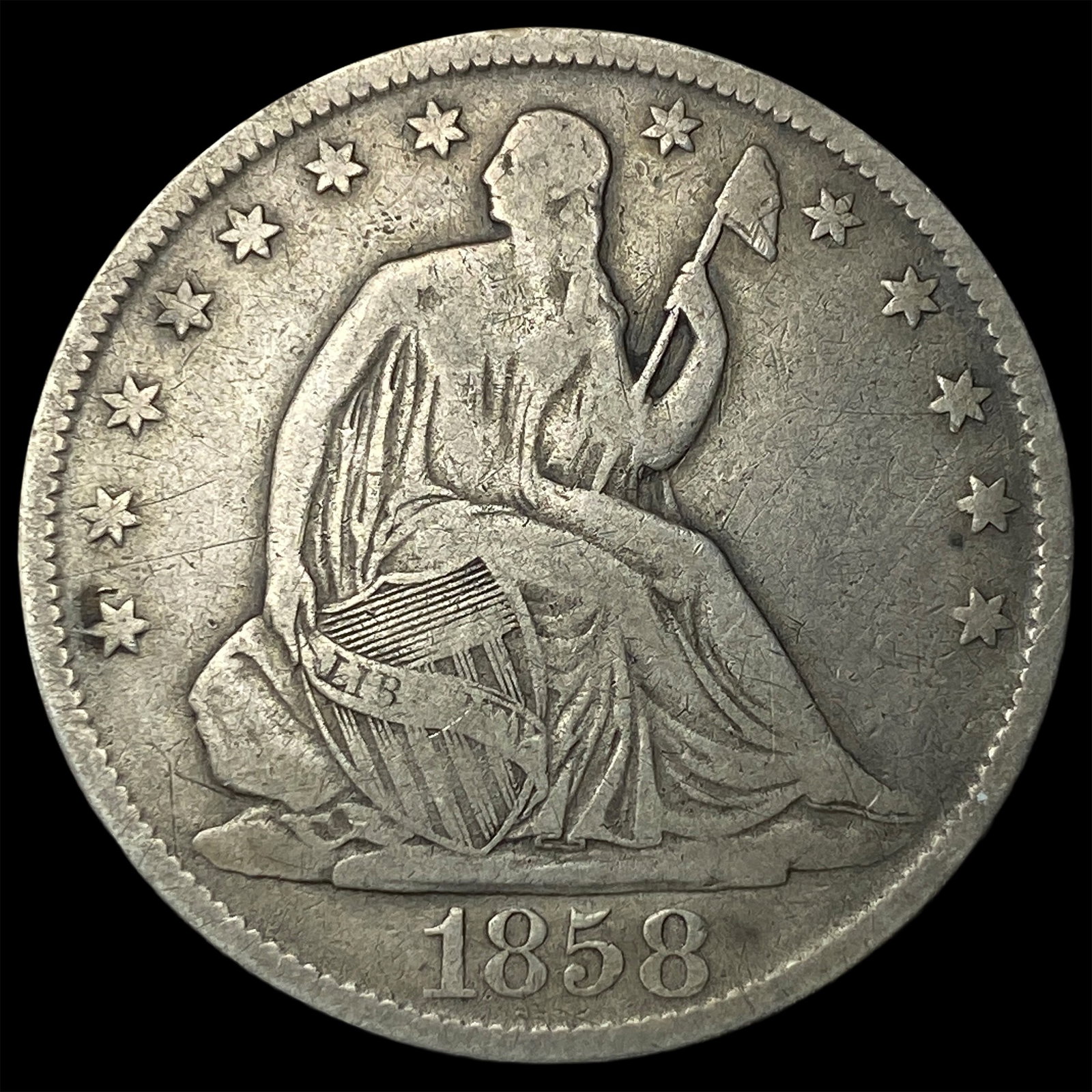 1858-O Seated Liberty Half Dollar NICELY CIRCULATED (1 of 2)