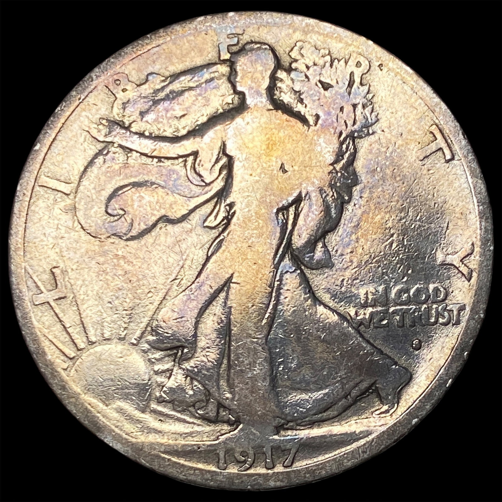 1917-S Silver Walking Liberty Half Dollar NICELY CIRCULATED (1 of 2)