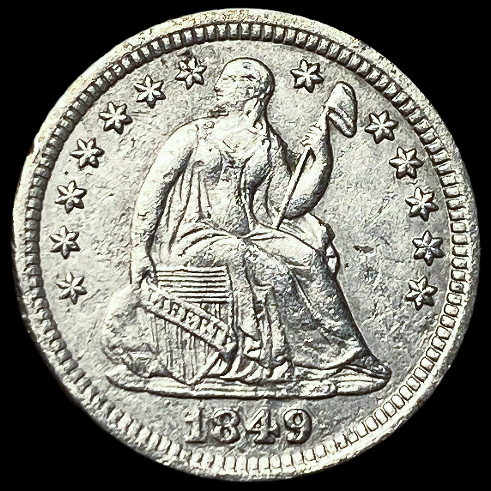 1849 Seated Liberty Silver Half Dime CHOICE AU (1 of 2)