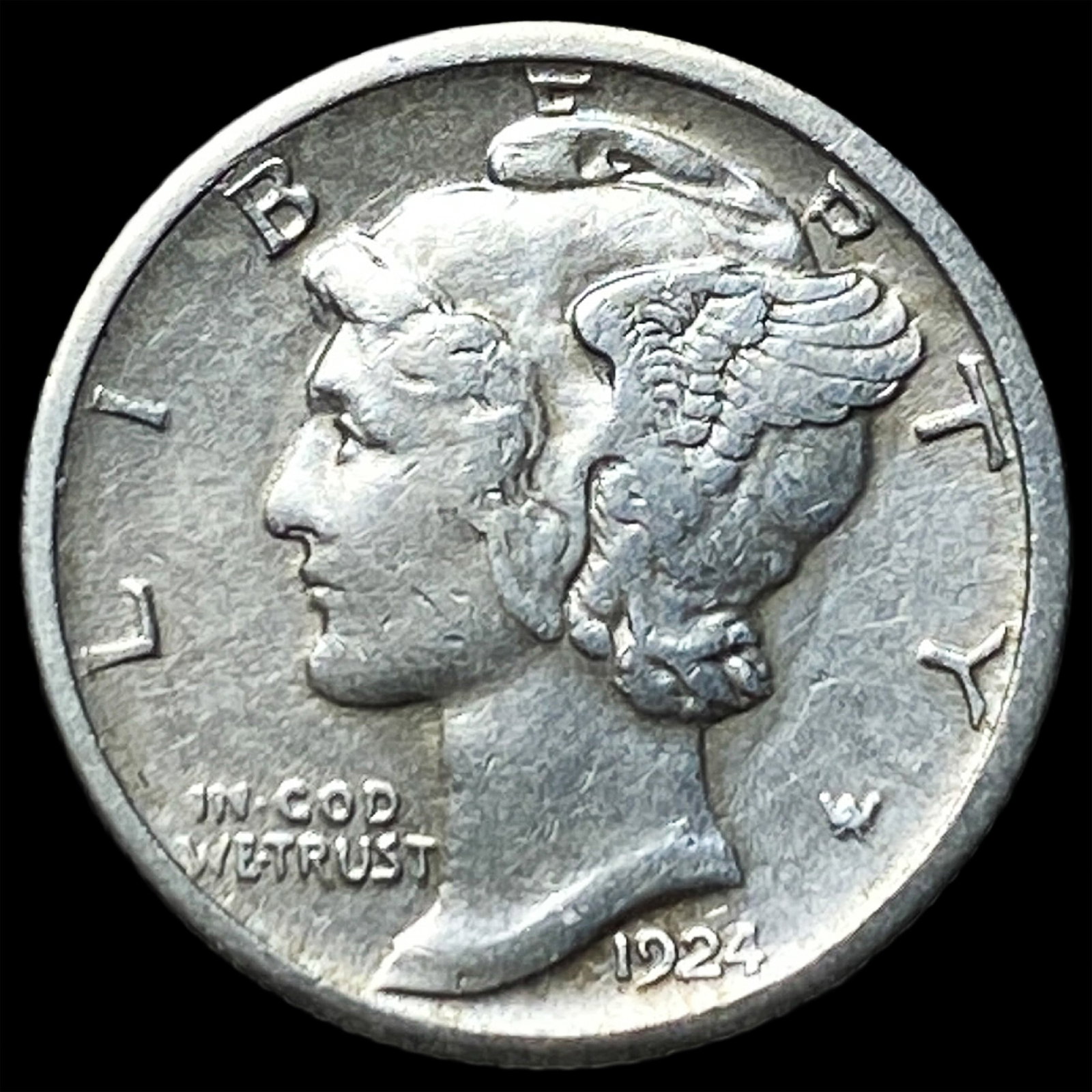 1924-S Silver Mercury Dime CLOSELY UNCIRCULATED (1 of 2)
