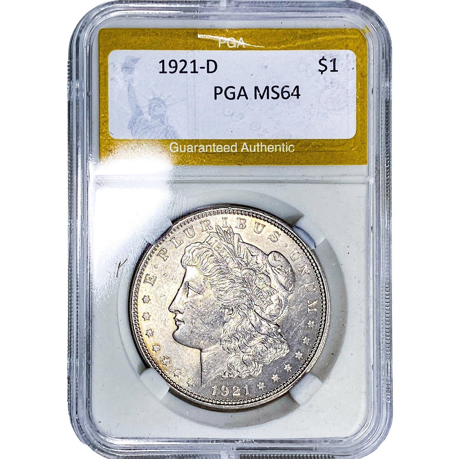 1921-D Morgan Silver Dollar PGA MS64: 1921-D Morgan Silver Dollar PGA MS64