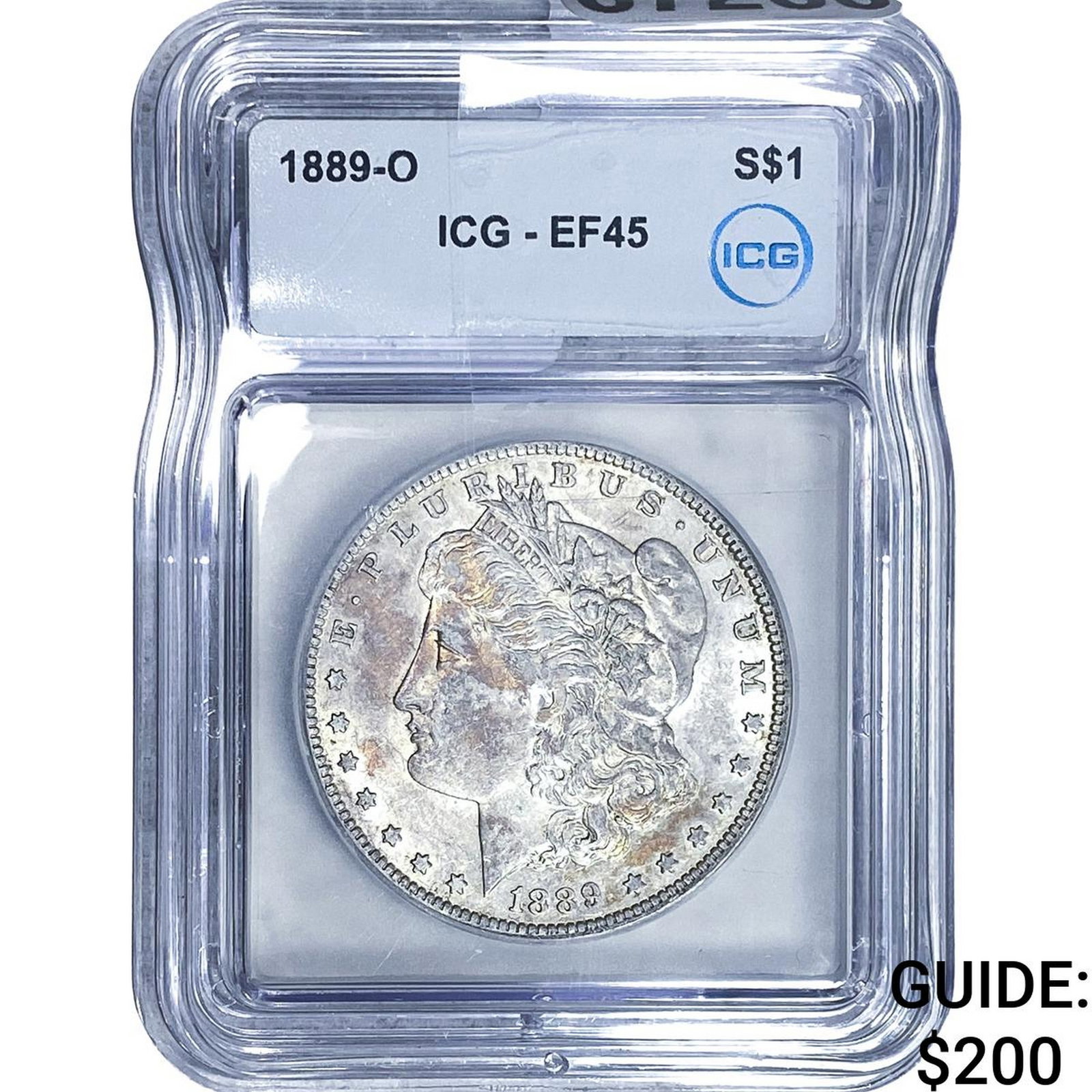 1889-O Morgan Silver Dollar ICG EF45: 1889-O Morgan Silver Dollar ICG EF45