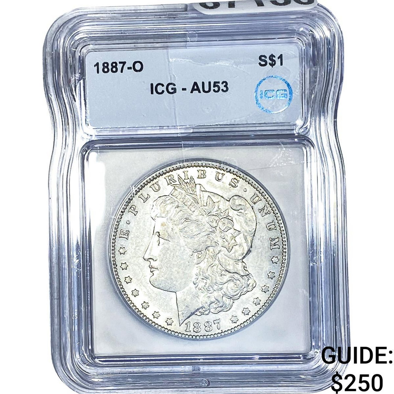 1887-O Morgan Silver Dollar ICG AU53: 1887-O Morgan Silver Dollar ICG AU53