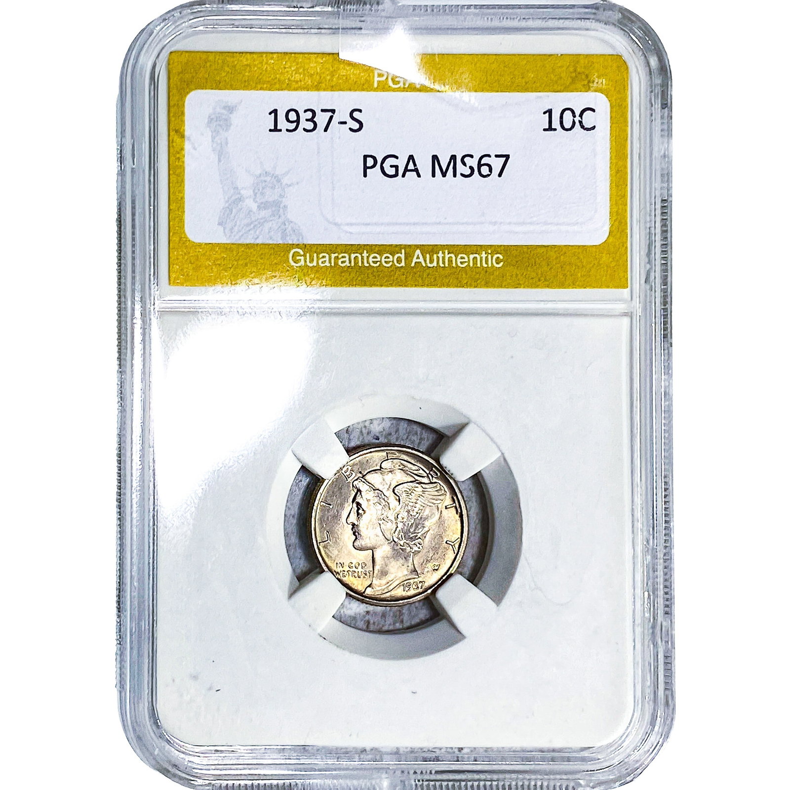 1937-S Mercury Silver Dime PGA MS67: 1937-S Mercury Silver Dime PGA MS67