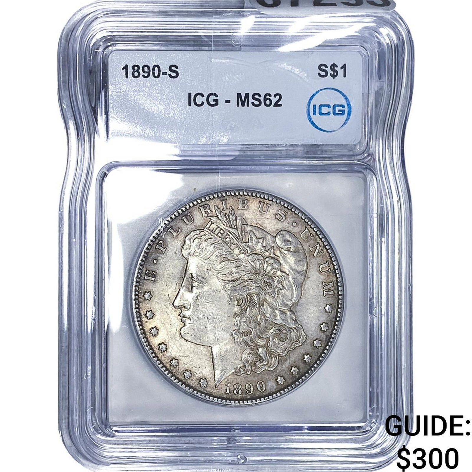 1890-S Morgan Silver Dollar ICG MS62: 1890-S Morgan Silver Dollar ICG MS62