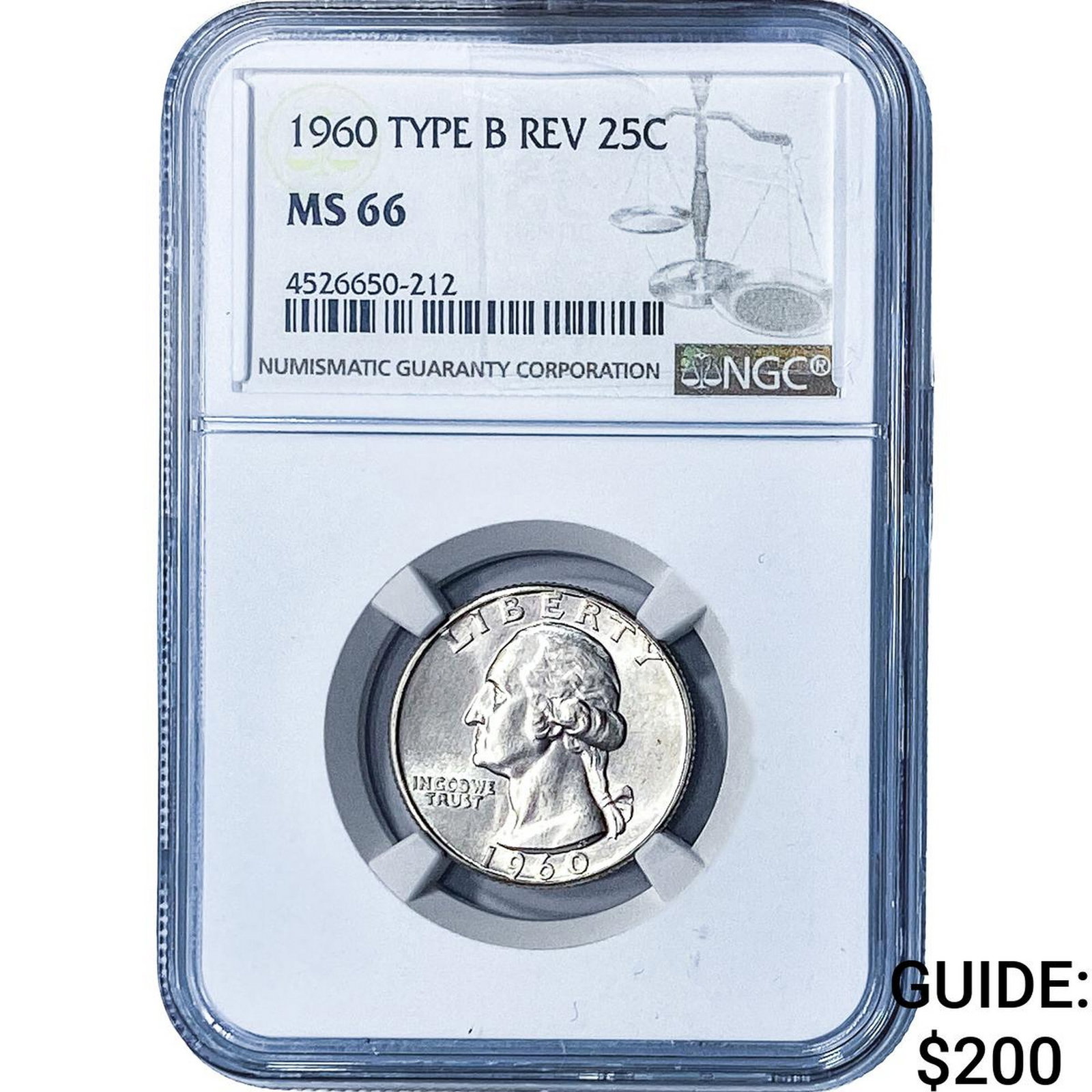 1960 Washington Silver Quarter NGC MS66: 1960 Washington Silver Quarter NGC MS66