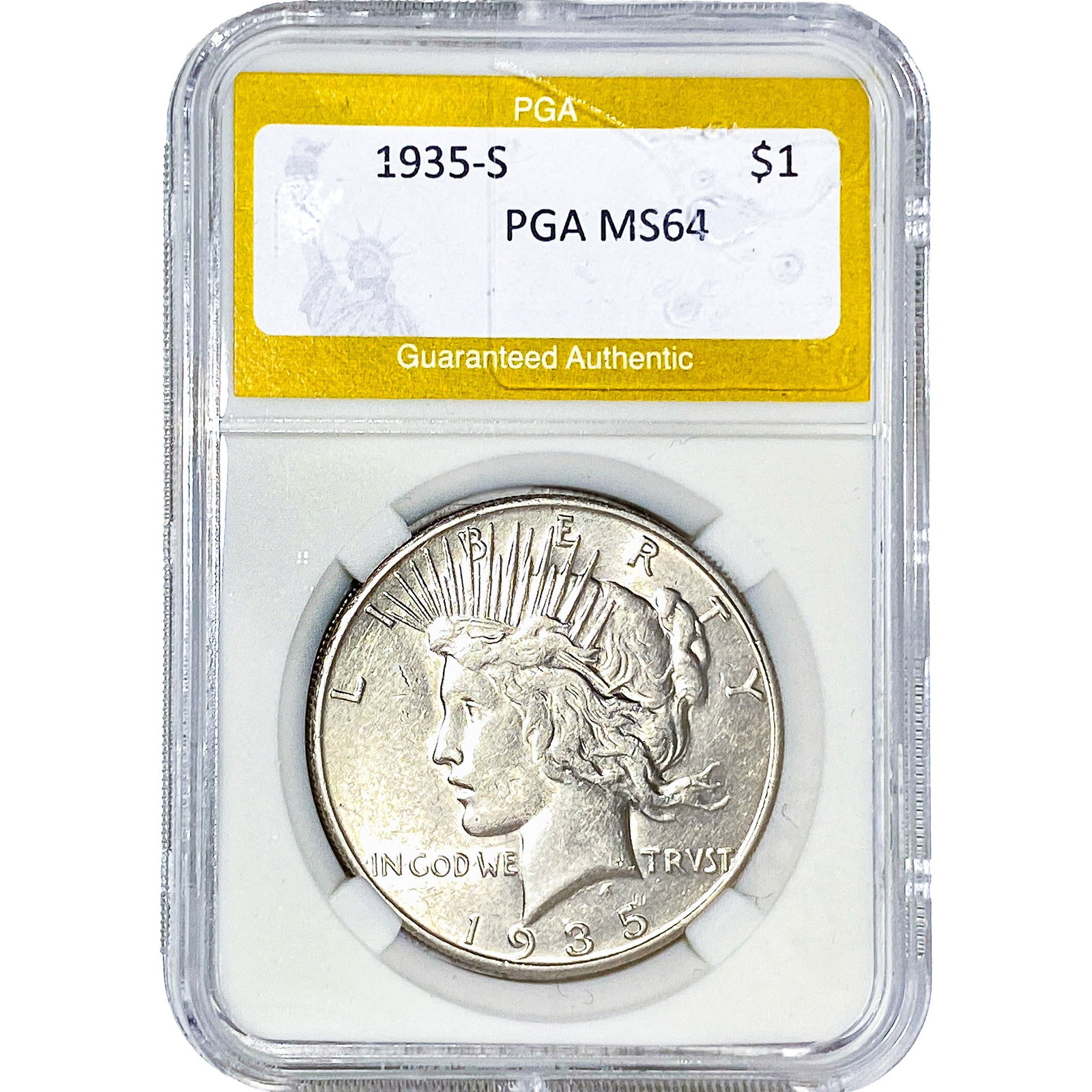 1935-S Silver Peace Dollar PGA MS64: 1935-S Silver Peace Dollar PGA MS64