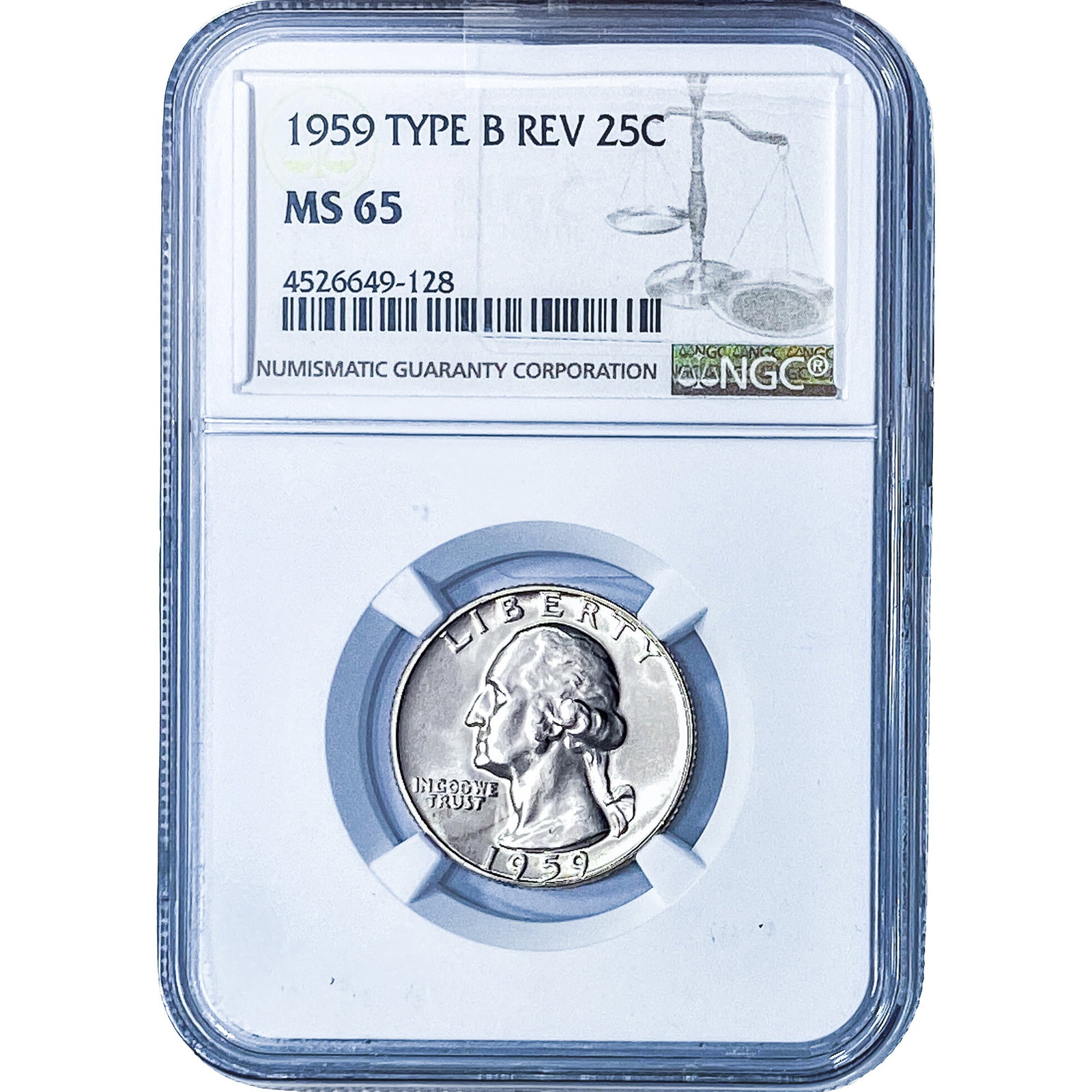 1959 Washington Silver Quarter NGC MS66 Type B Rev. (1 of 2)