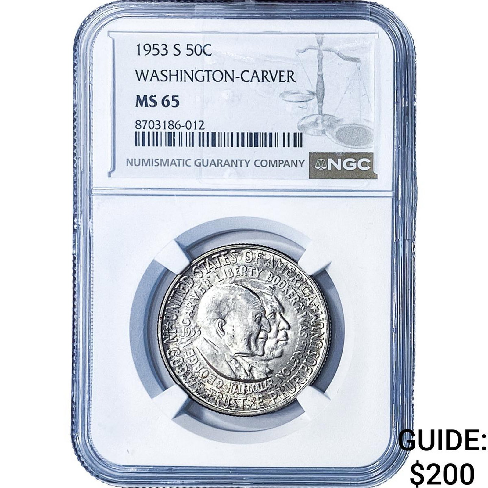 1953-S Washington Carver Half Dollar NGC MS65: 1953-S Washington Carver Half Dollar NGC MS65