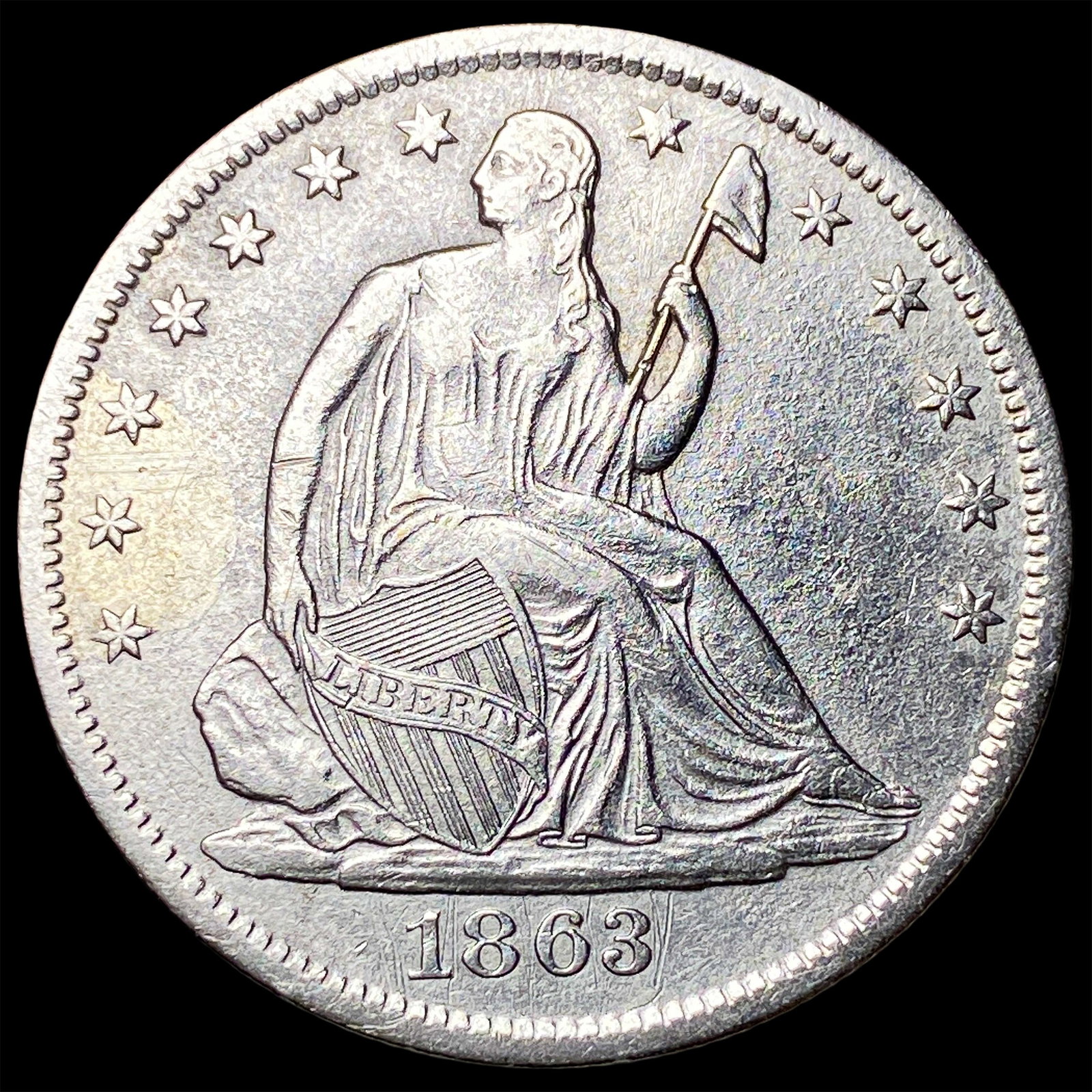 1863-S Silver Seated Liberty Half Dollar CLOSELY UNCIRCULATED (1 of 2)