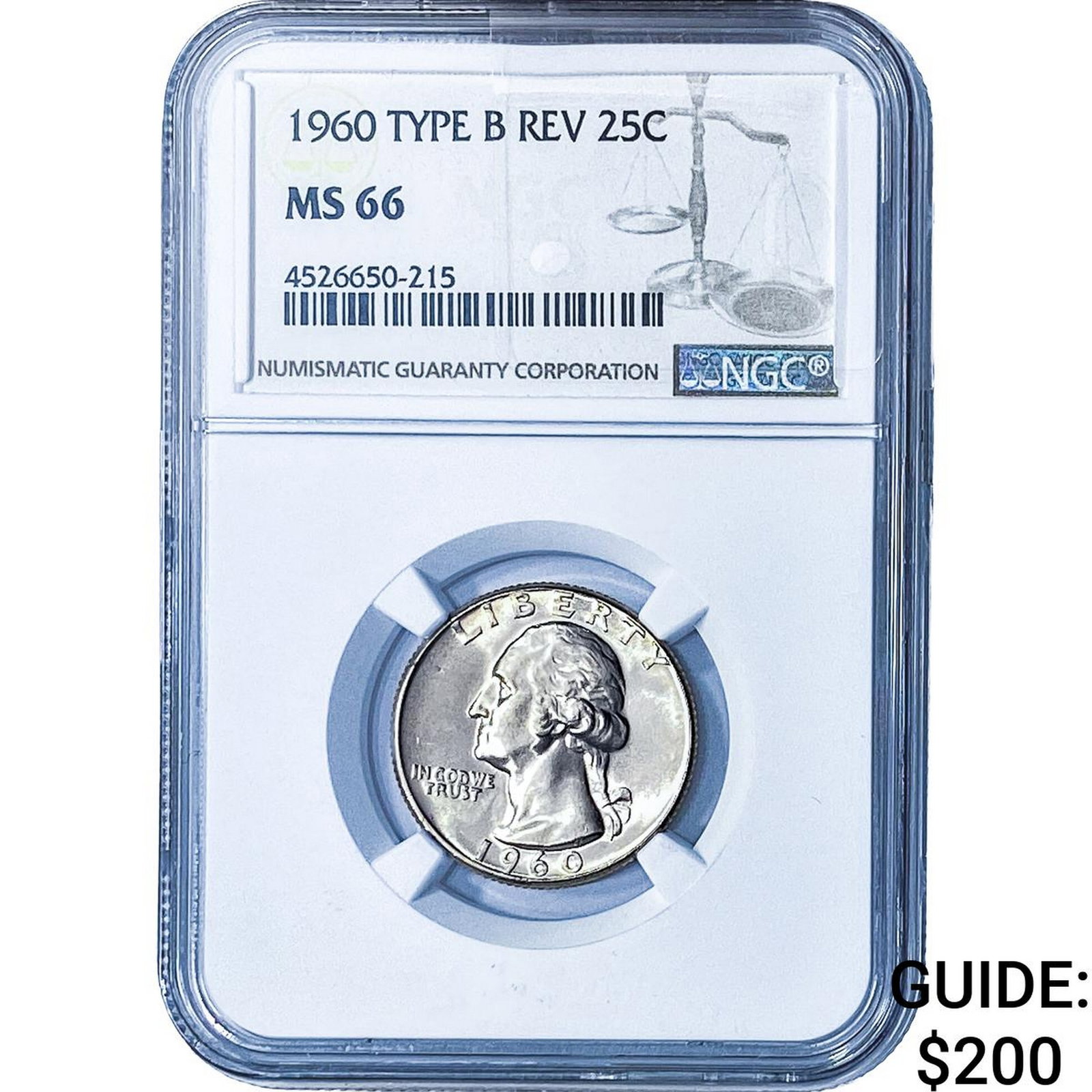 1960 Washington Silver Quarter NGC MS66: 1960 Washington Silver Quarter NGC MS66