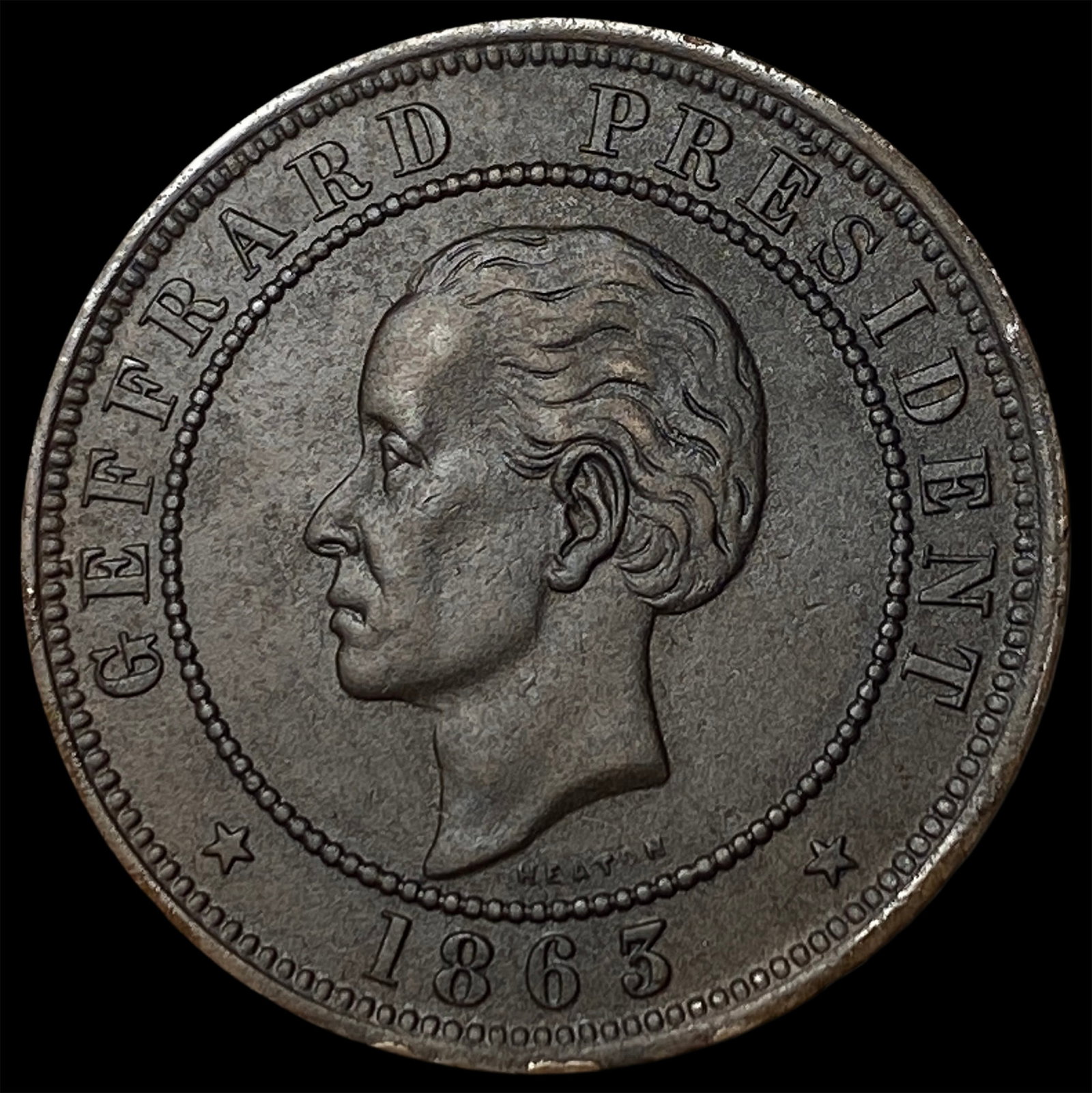 1863 Haiti Bronze 20 Centimes (1 of 2)