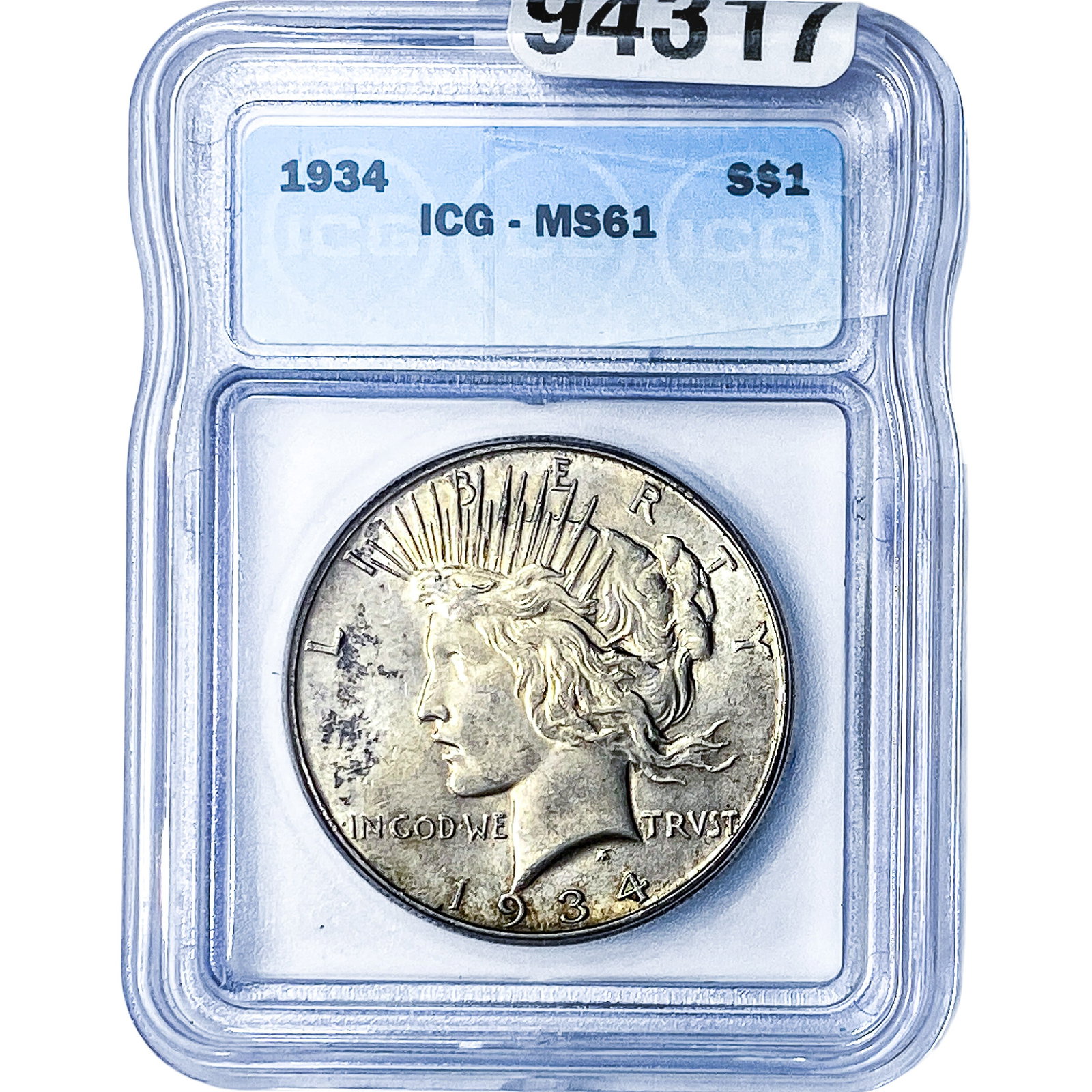 1934 Silver Peace Dollar ICG MS61: 1934 Silver Peace Dollar ICG MS61