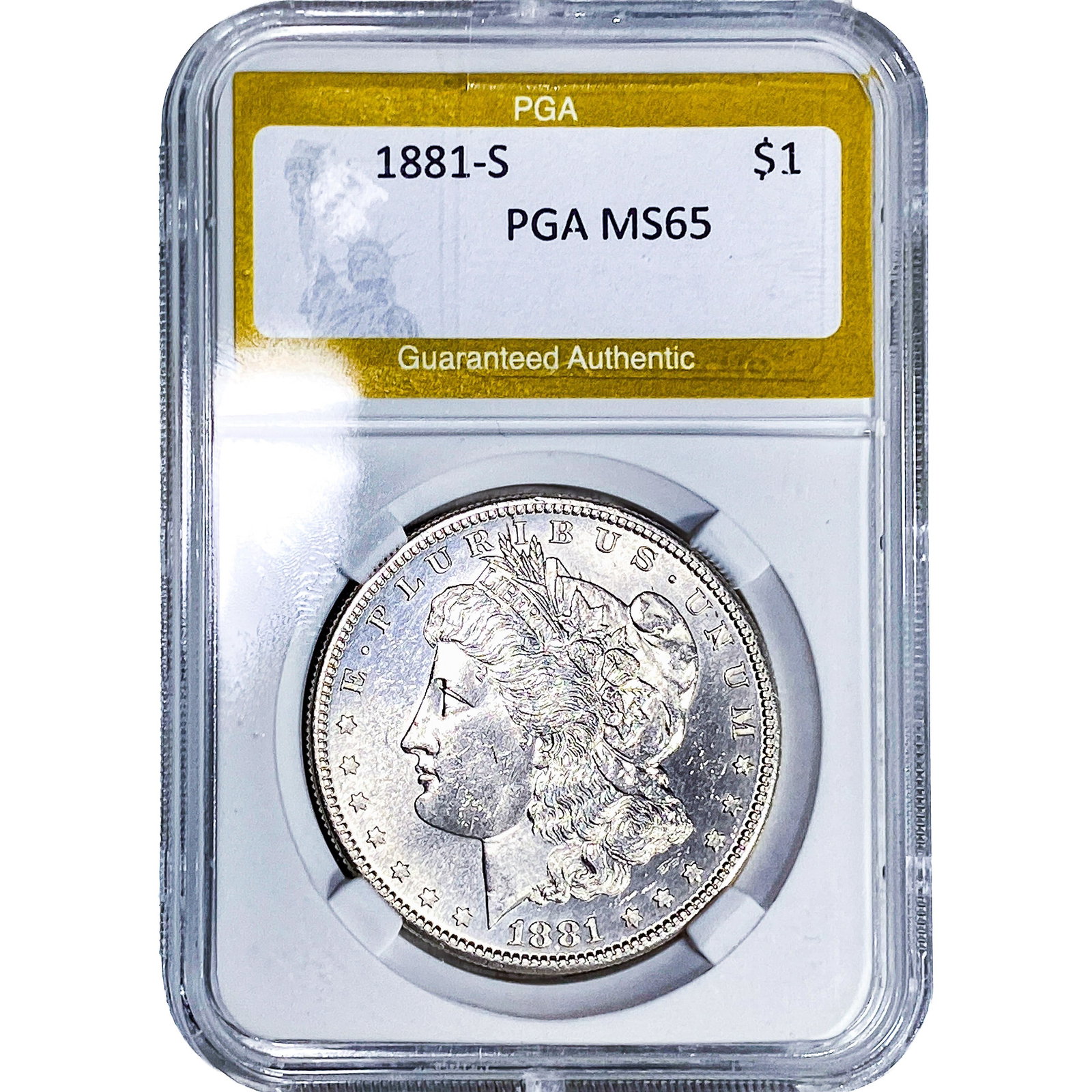1881-S Morgan Silver Dollar PGA MS65: 1881-S Morgan Silver Dollar PGA MS65