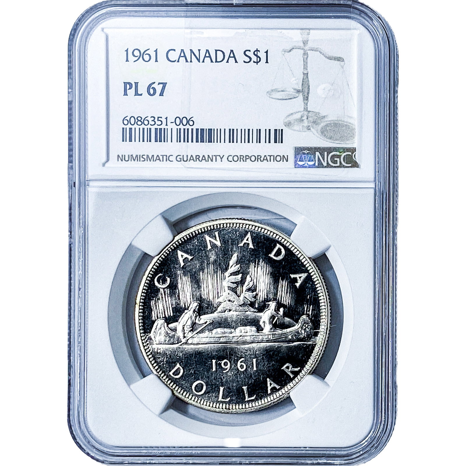 1961 Canada Silver Dollar NGC PL67: 1961 Canada Silver Dollar NGC PL67
