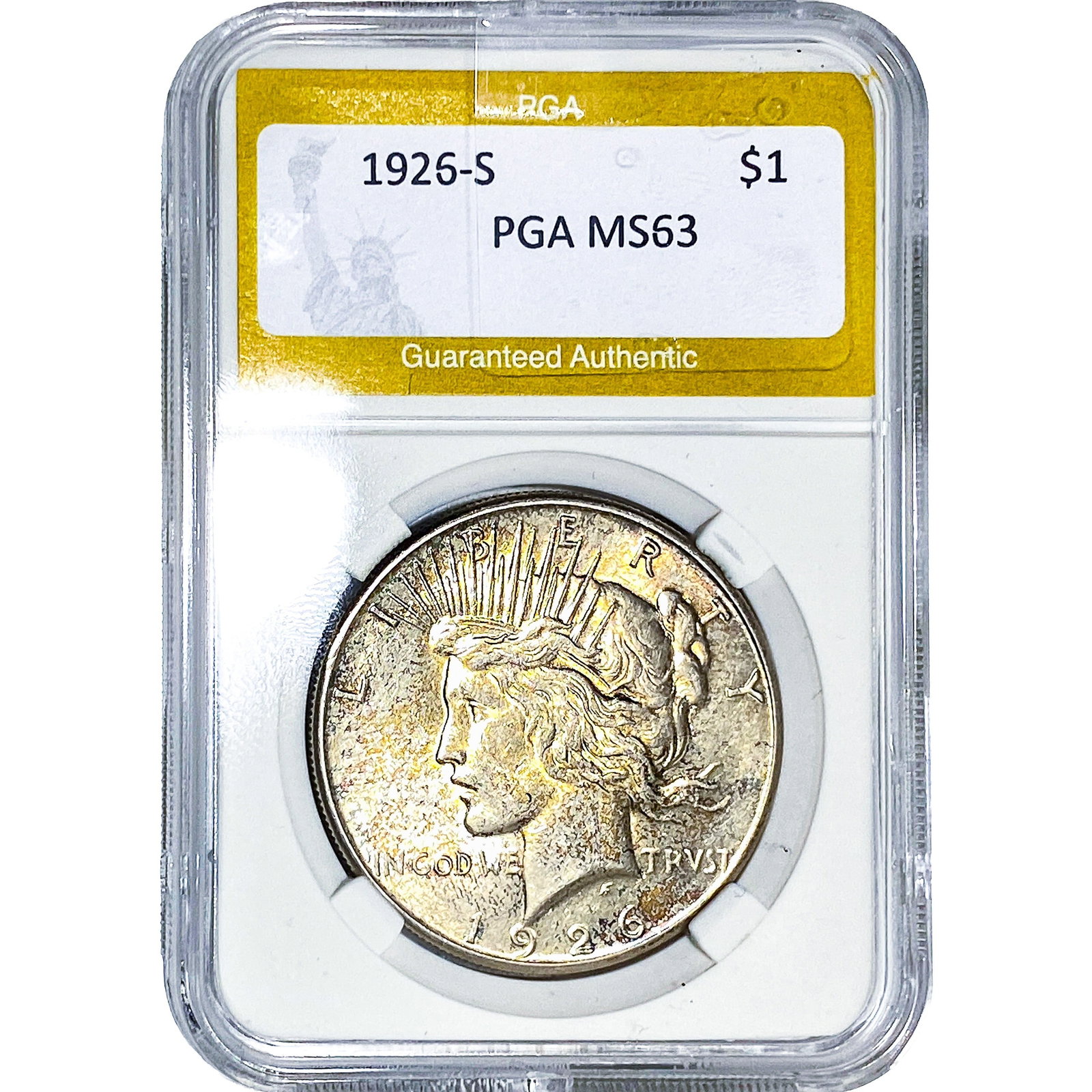 1926-S Silver Peace Dollar PGA MS63: 1926-S Silver Peace Dollar PGA MS63