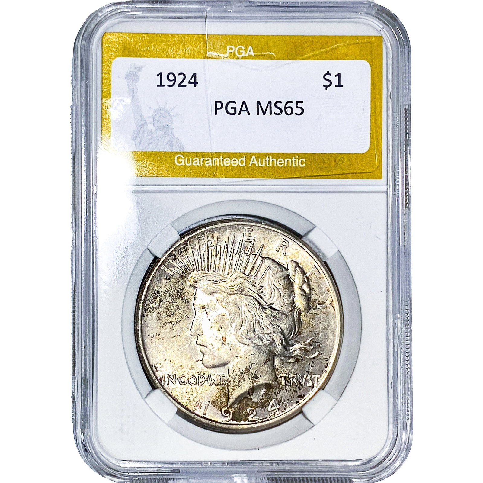 1924 Silver Peace Dollar PGA MS65: 1924 Silver Peace Dollar PGA MS65