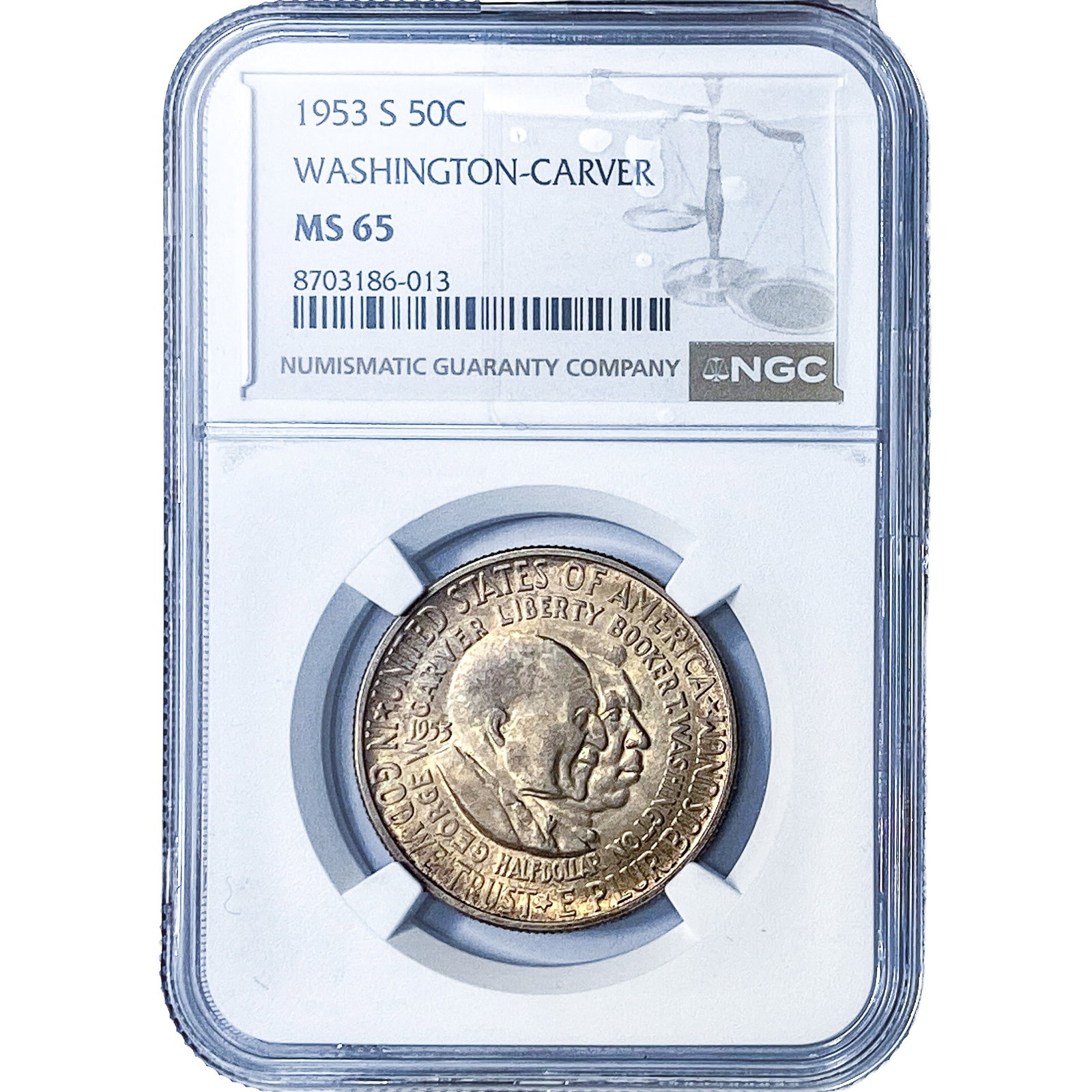 1953-S Washington Carver Half Dollar NGC MS65: 1953-S Washington Carver Half Dollar NGC MS65