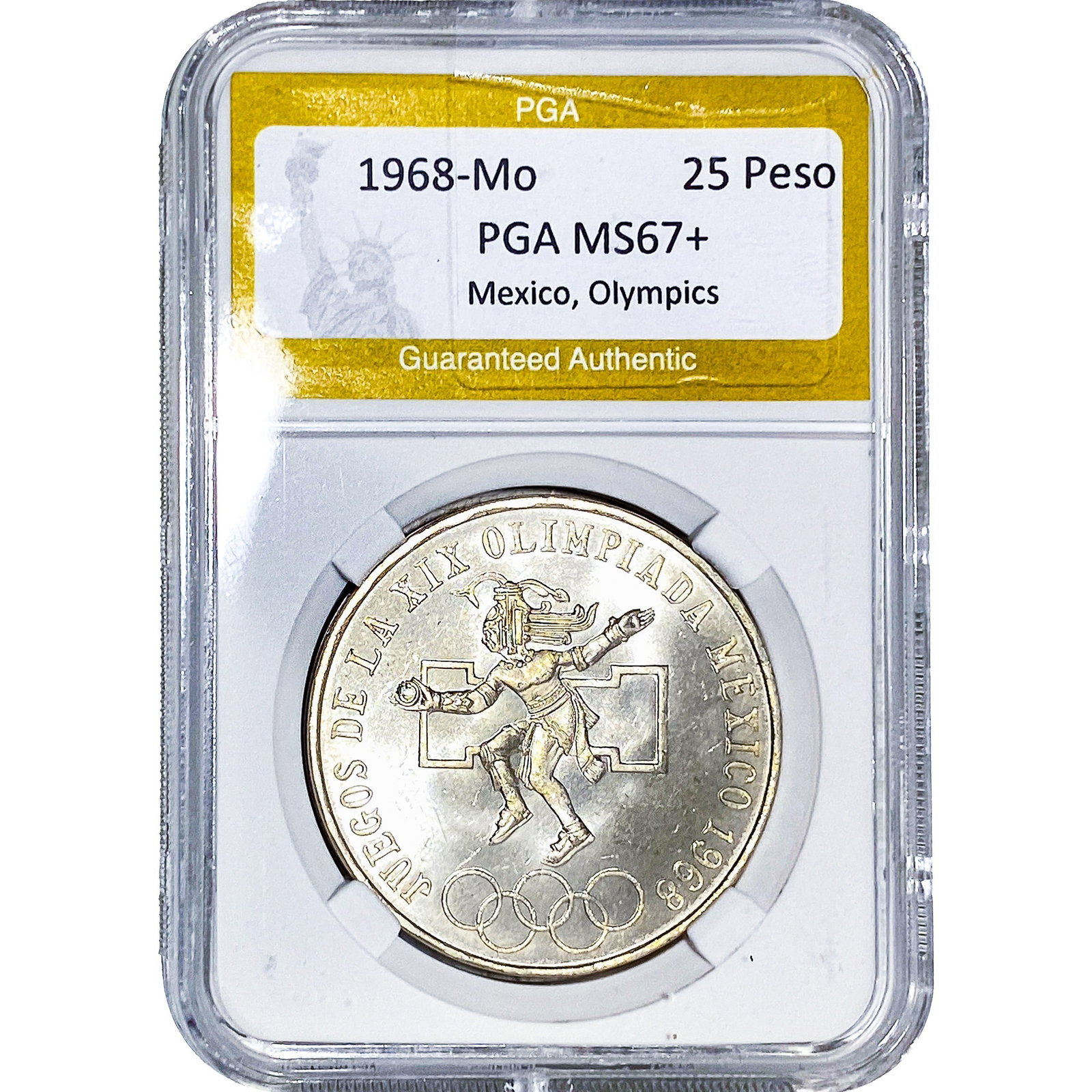 1968-Mo Silver 25 Peso Mexico Olympics PGA MS67+: 1968-Mo Silver 25 Peso Mexico Olympics PGA MS67+