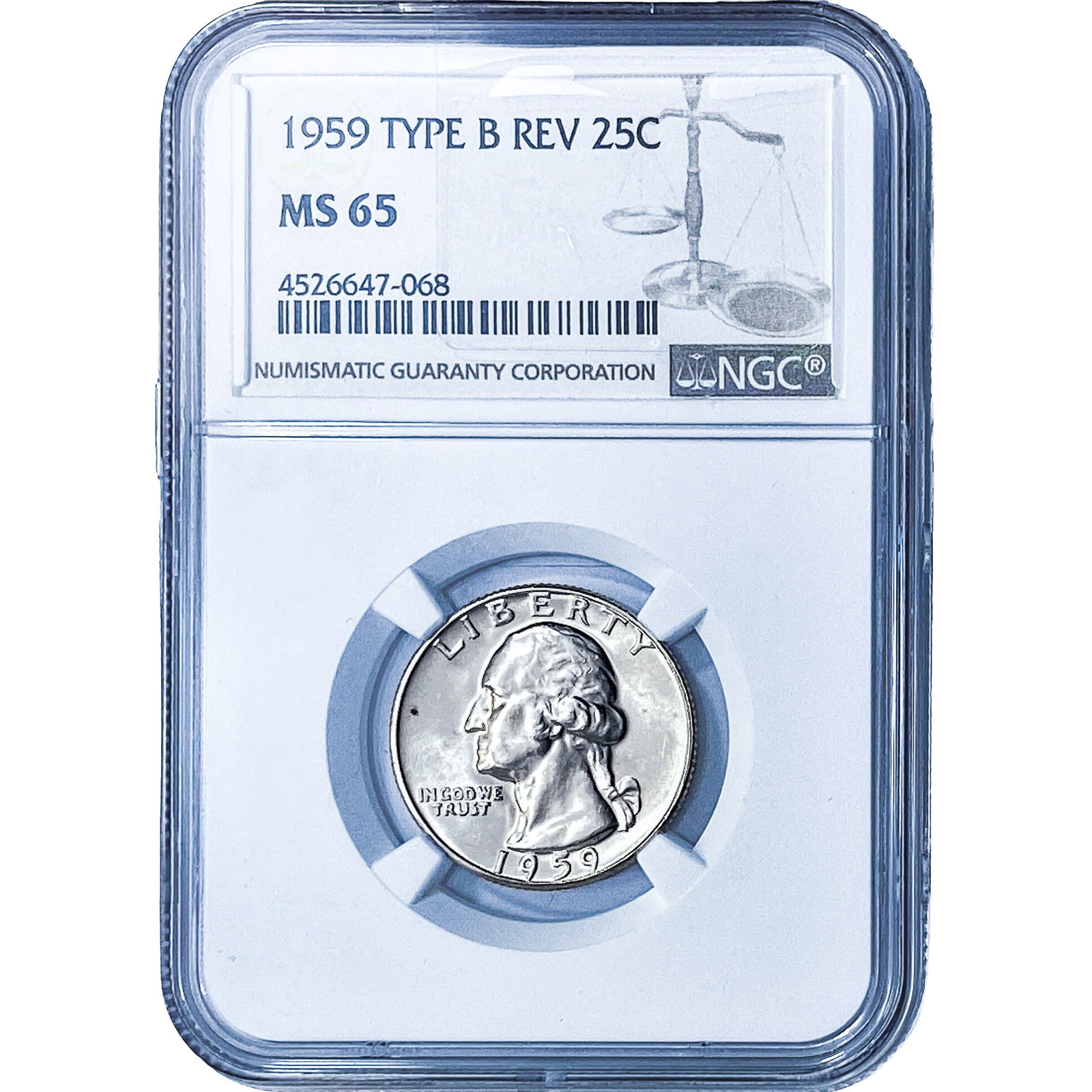 1959 Washington Silver Quarter NGC MS65 Type B Rev. (1 of 2)