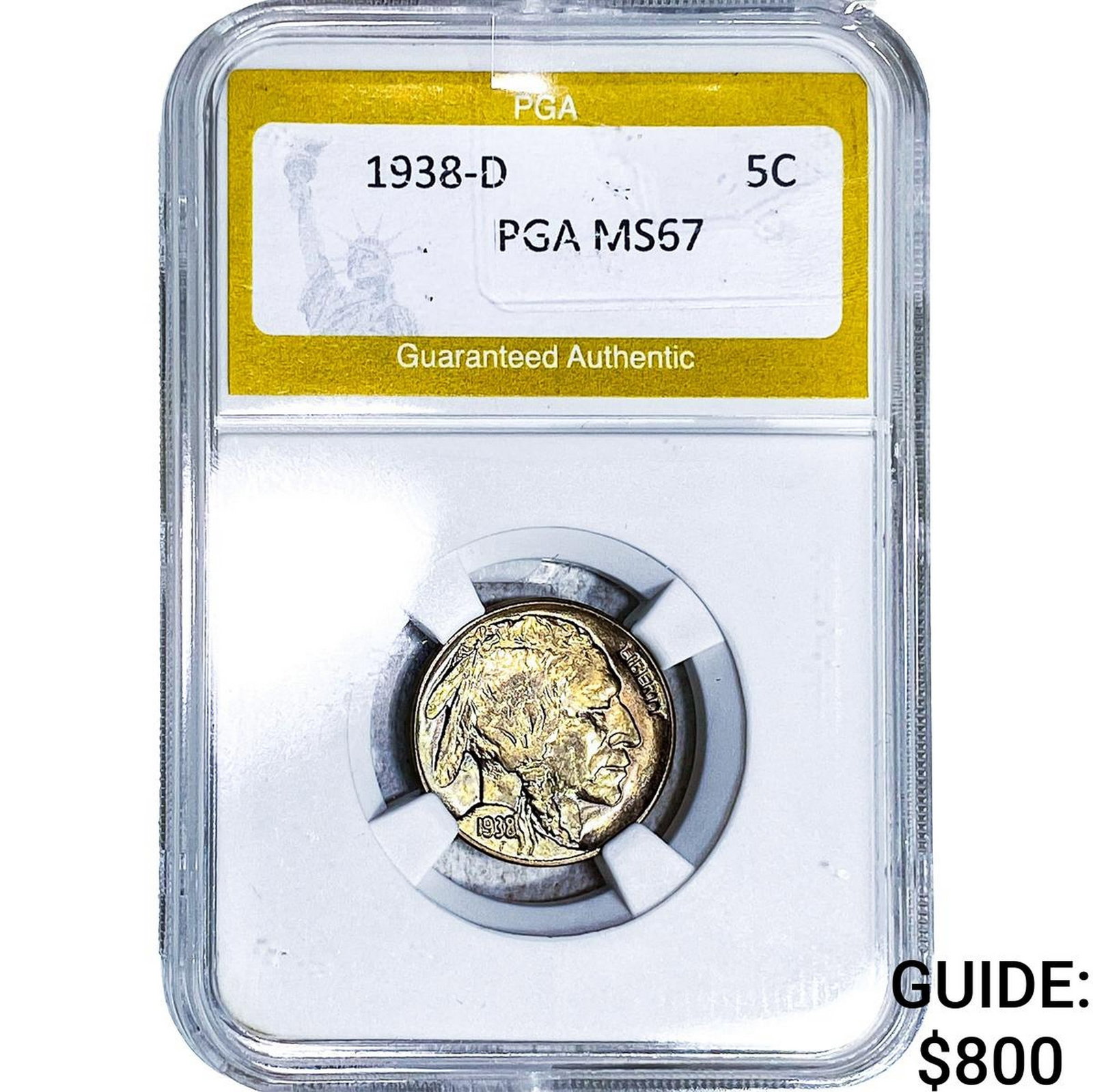 1938-D Buffalo Nickel PGA MS67: 1938-D Buffalo Nickel PGA MS67