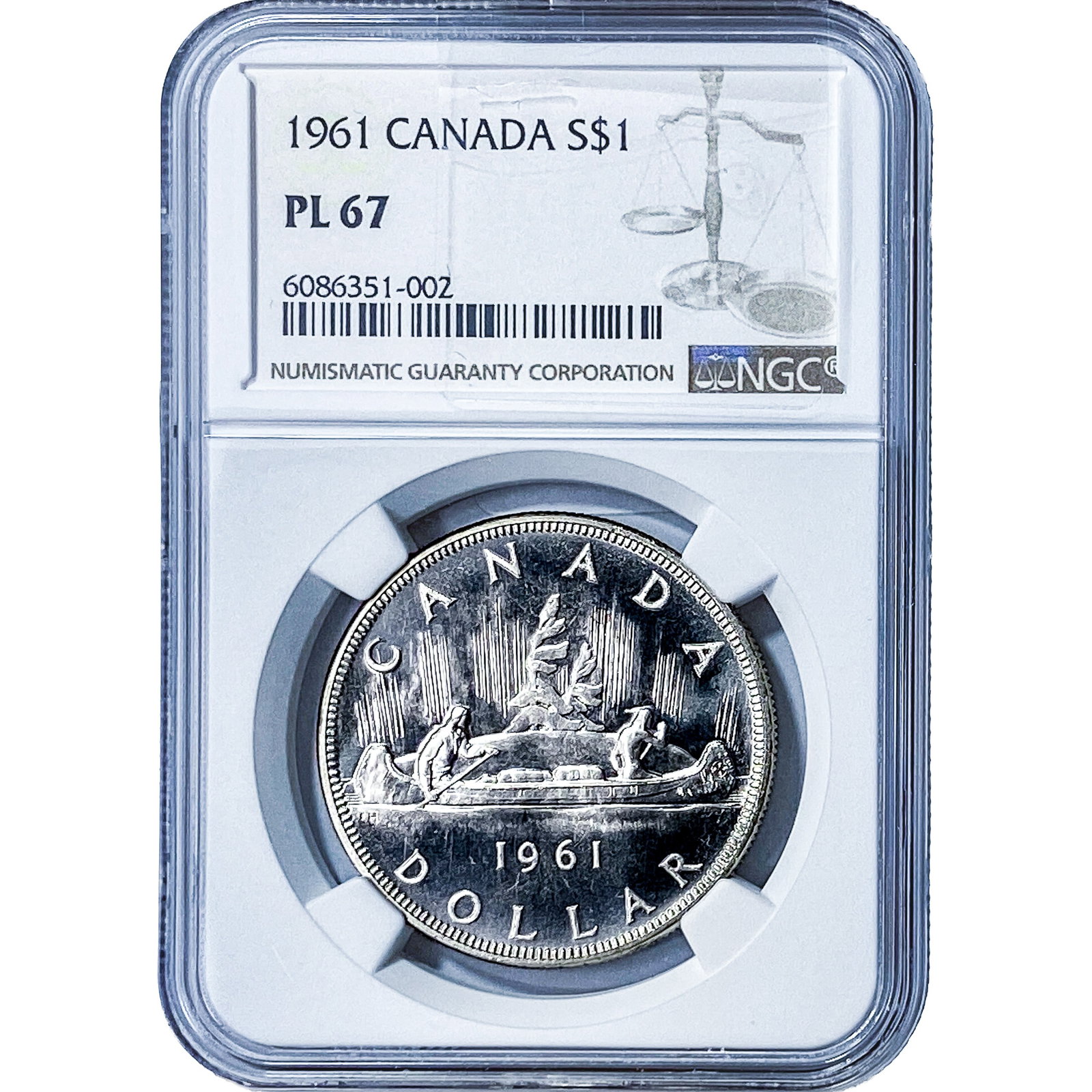 1961 Canada Silver Dollar NGC PL67: 1961 Canada Silver Dollar NGC PL67