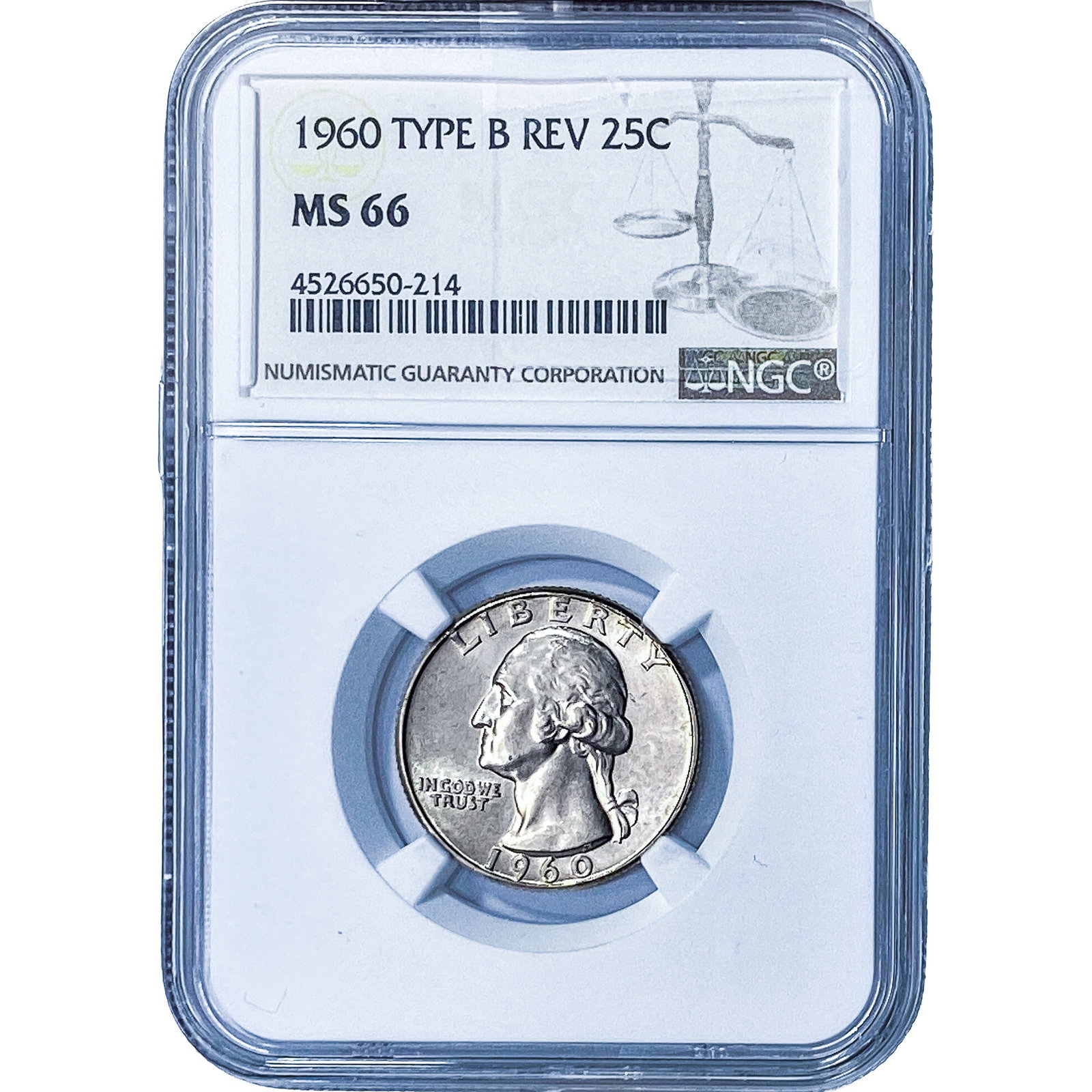 1960 Washington Silver Quarter NGC MS66 Type B Rev. (1 of 2)