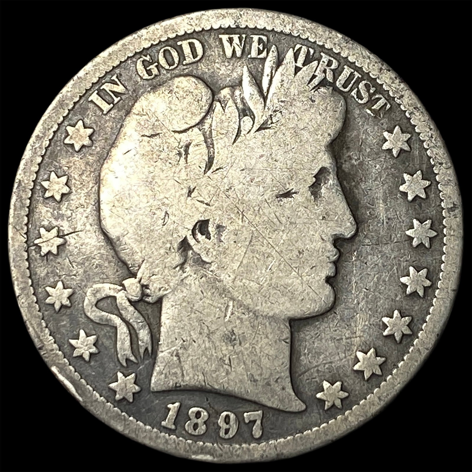 1897-S Silver Barber Half Dollar NICELY CIRCULATED (1 of 2)