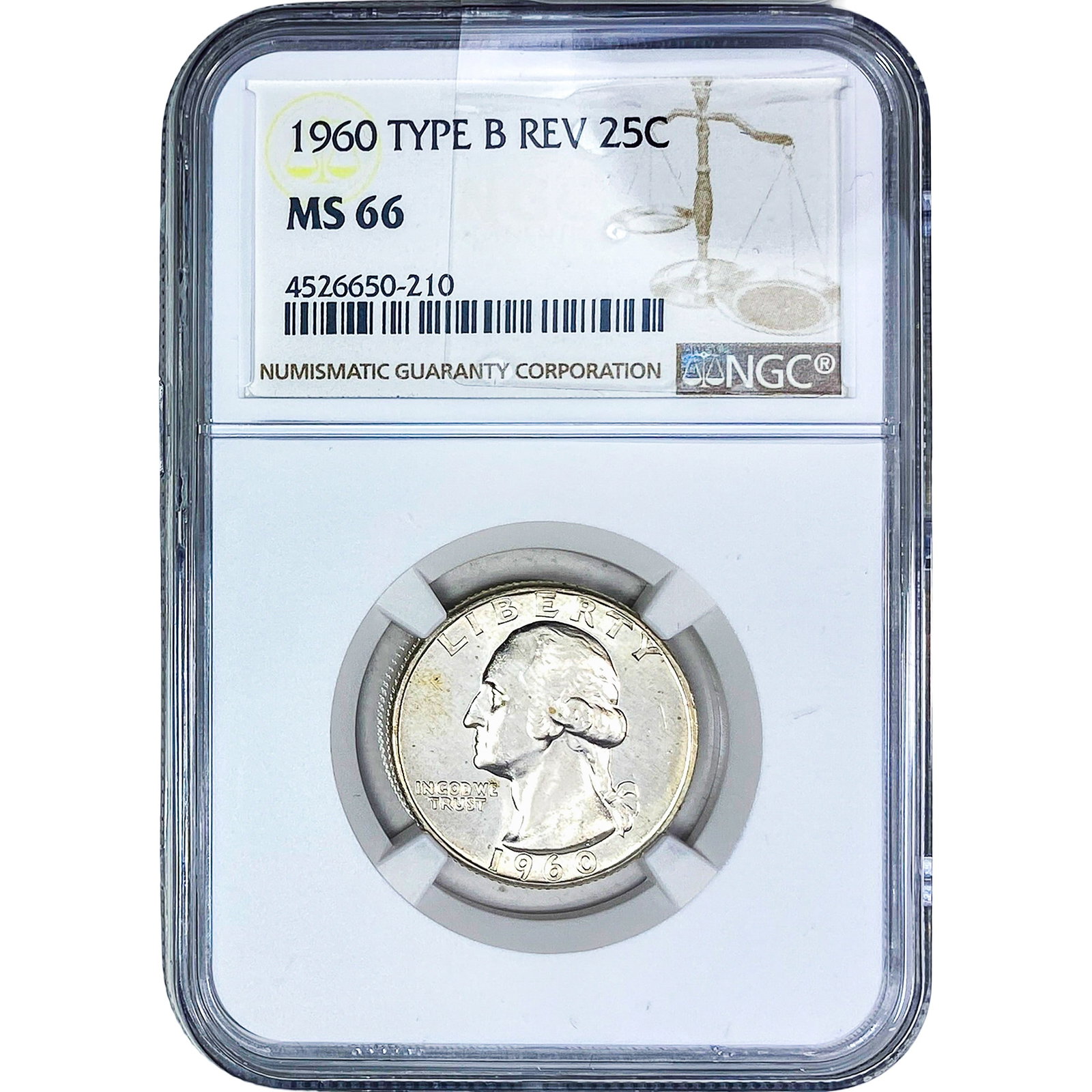 1960 Washington Silver Quarter NGC MS66 Type B Rev. (1 of 2)