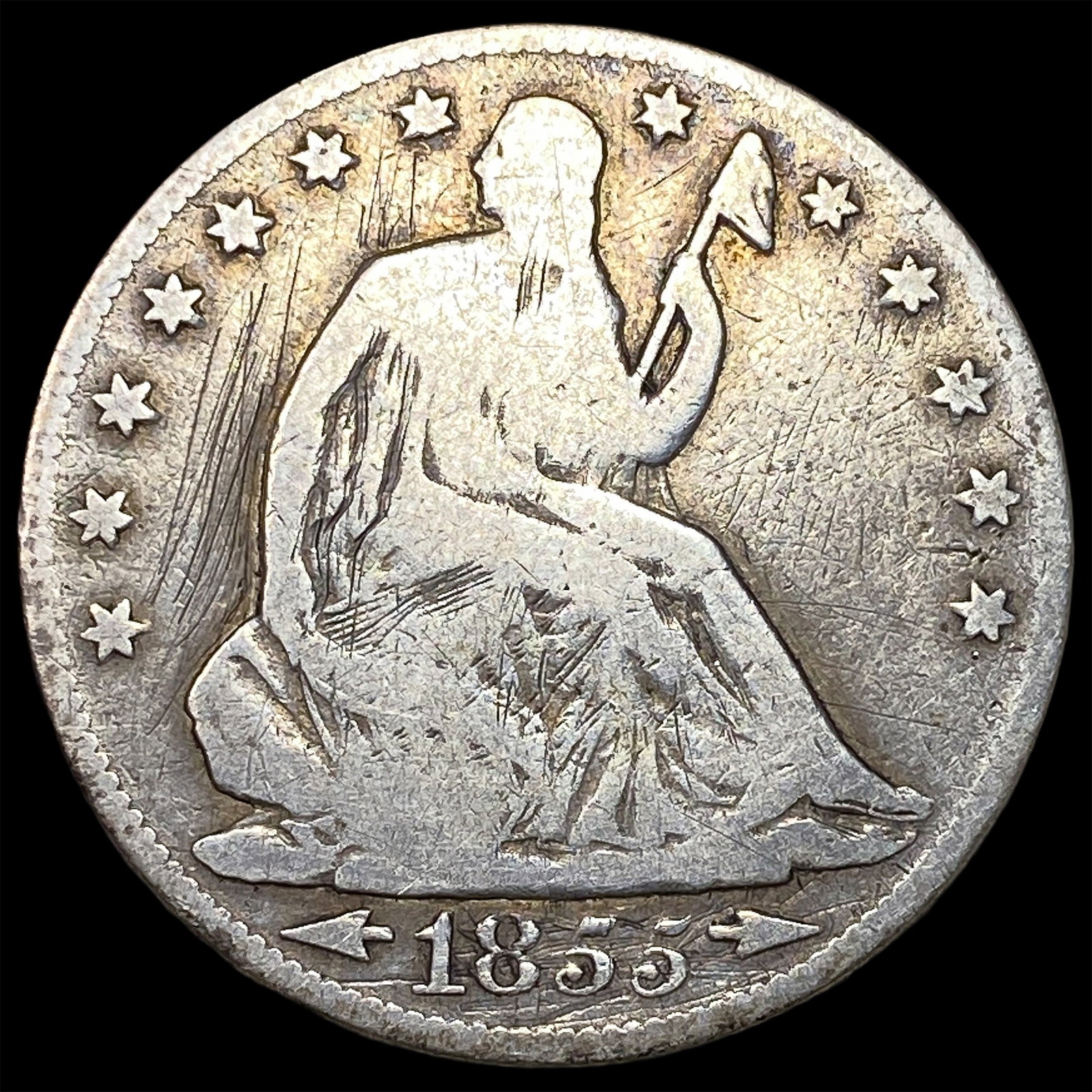 1855-O Silver Seated Liberty Half Dollar LIGHTLY CIRCULATED (1 of 2)