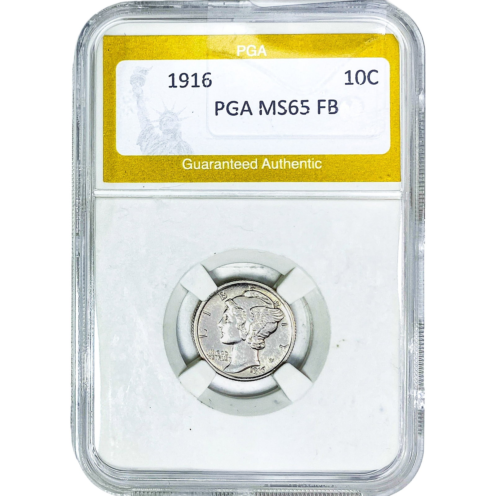 1916 Mercury Silver Dime PGA MS65 FB: 1916 Mercury Silver Dime PGA MS65 FB
