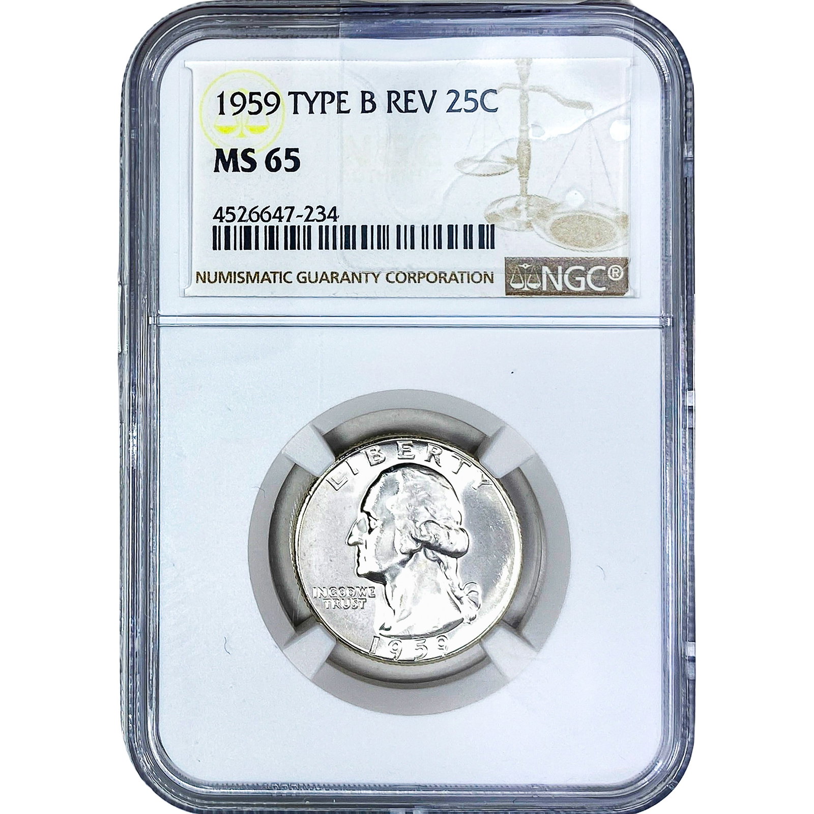 1959 Washington Silver Quarter NGC MS65: 1959 Washington Silver Quarter NGC MS65