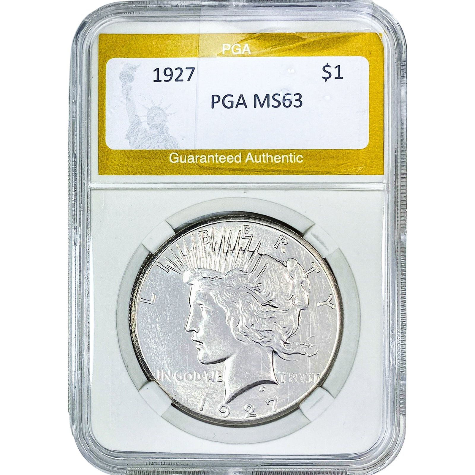 1927 Silver Peace Dollar PGA MS63: 1927 Silver Peace Dollar PGA MS63